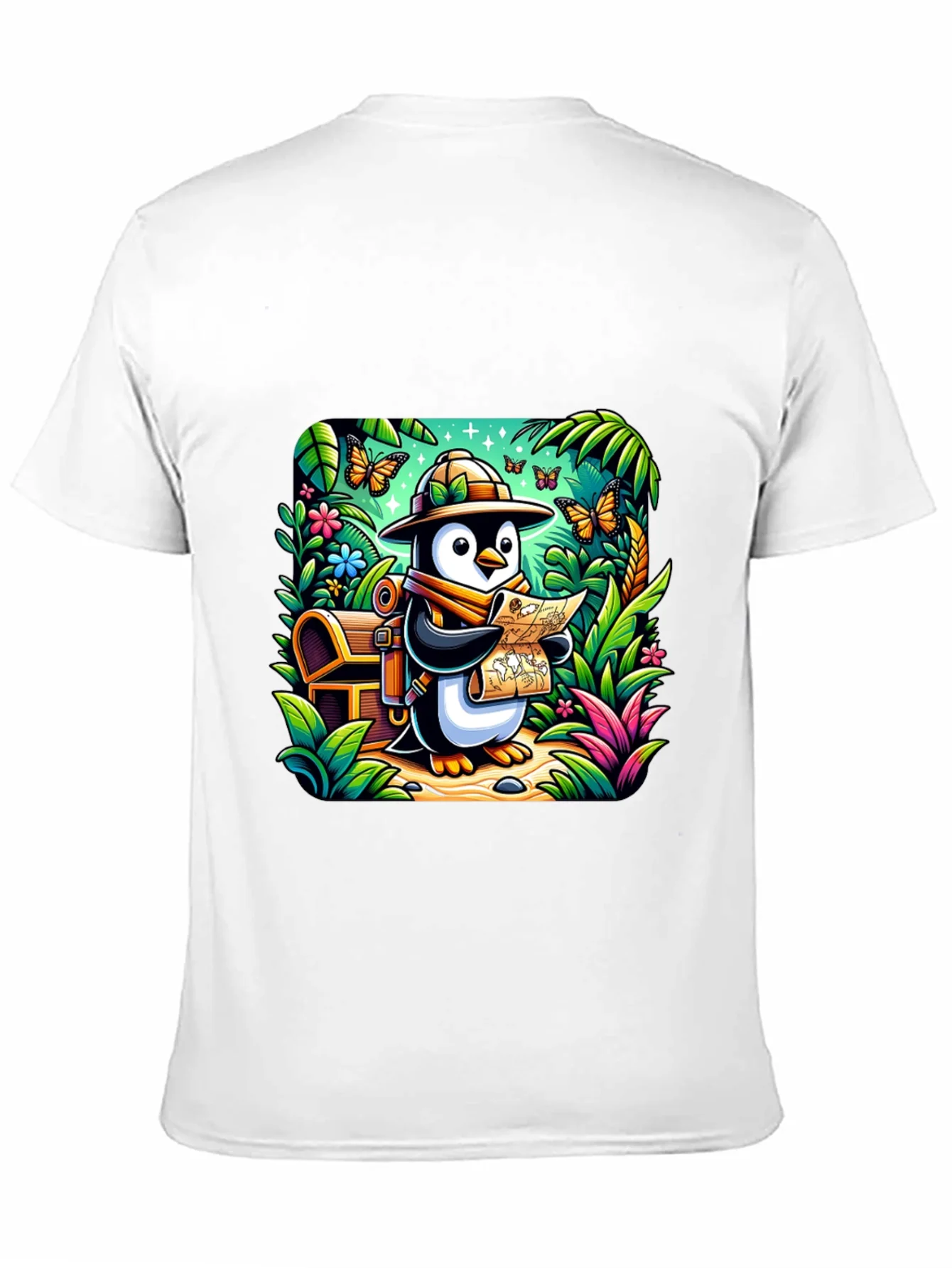 Adventurer Penguin T-Shirt - Treasure Hunt Design