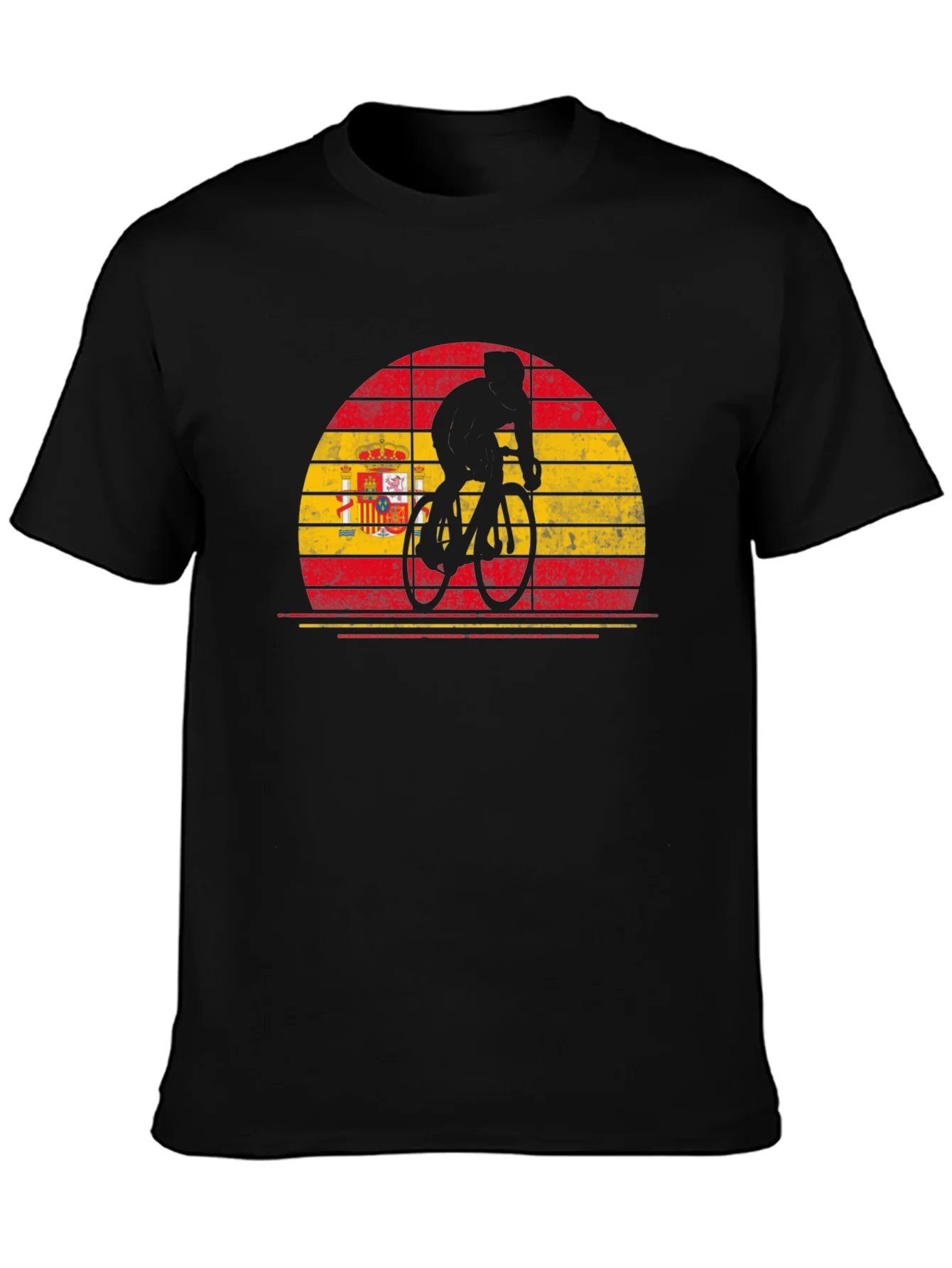 Spain Flag Cyclist T-Shirt - Black Cotton Tee