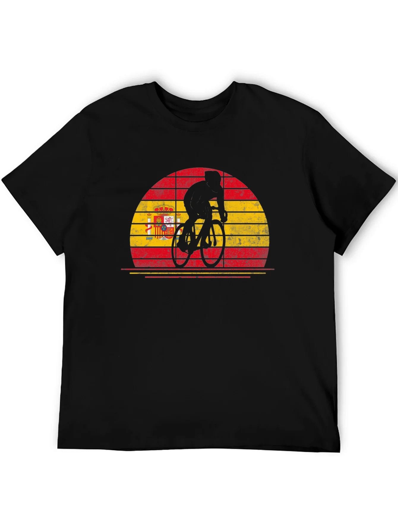 Spain Flag Cyclist T-Shirt - Black Cotton Tee