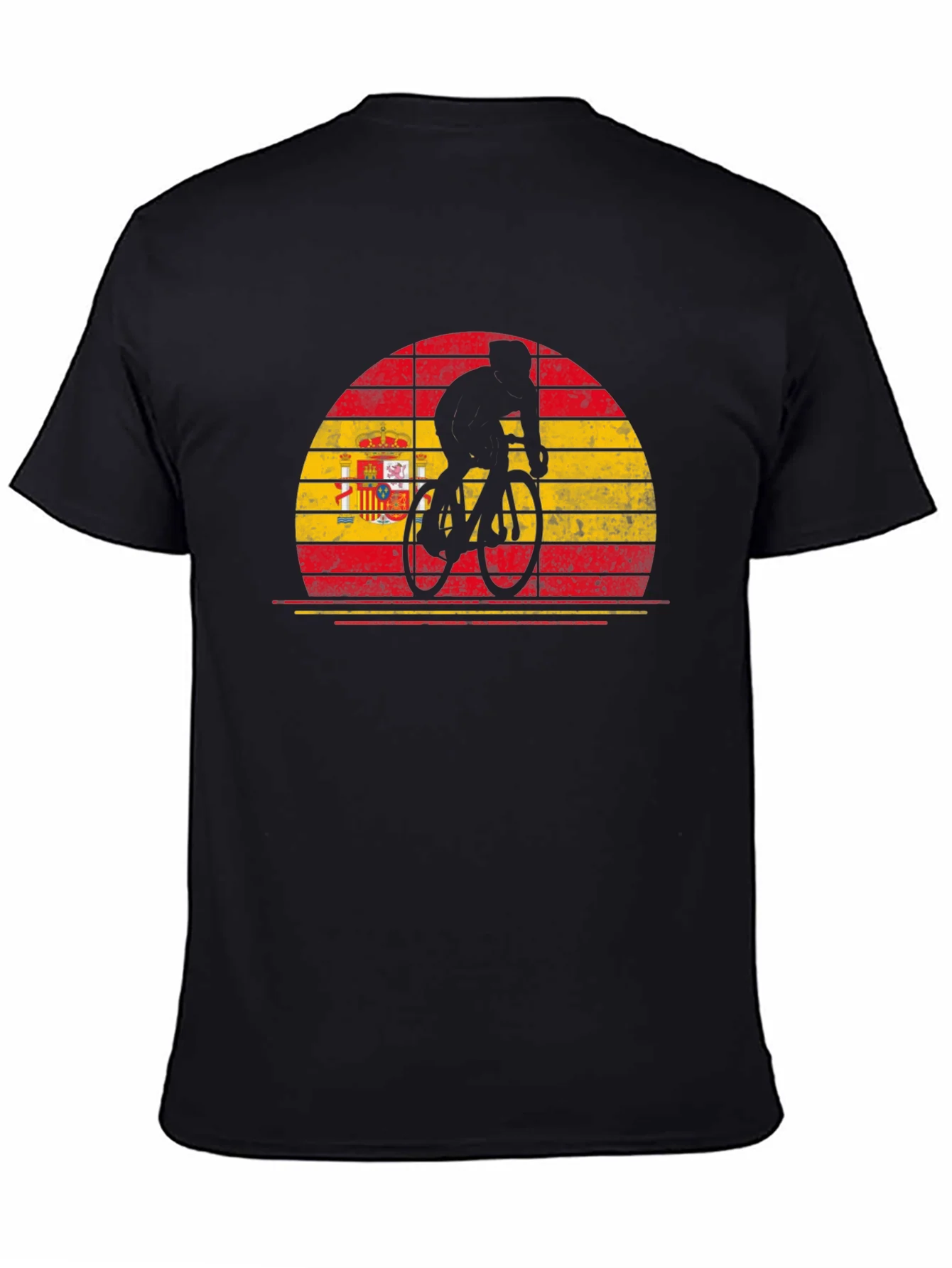 Spain Flag Cyclist T-Shirt - Black Cotton Tee
