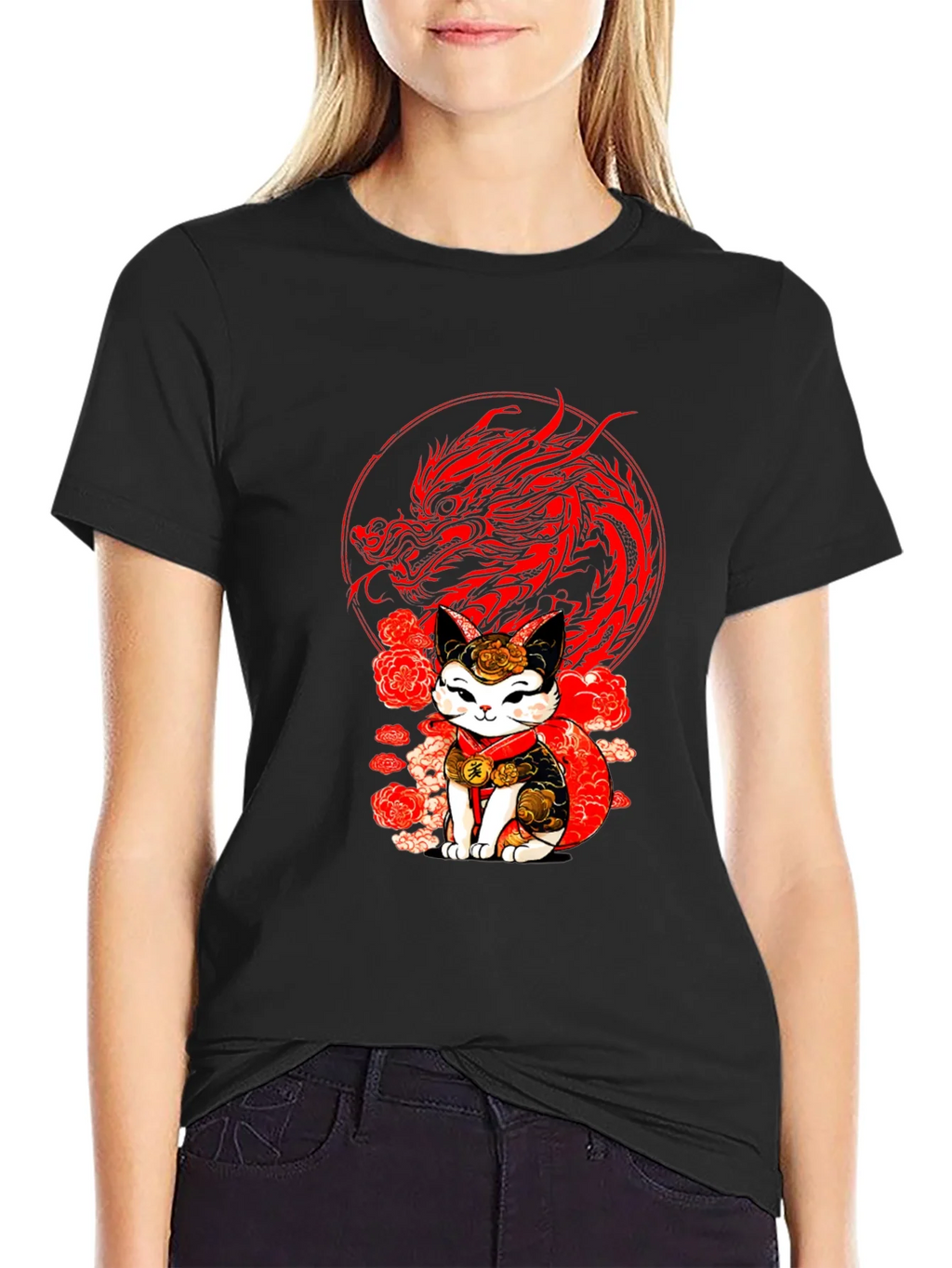 Lucky Cat & Dragon Graphic Tee