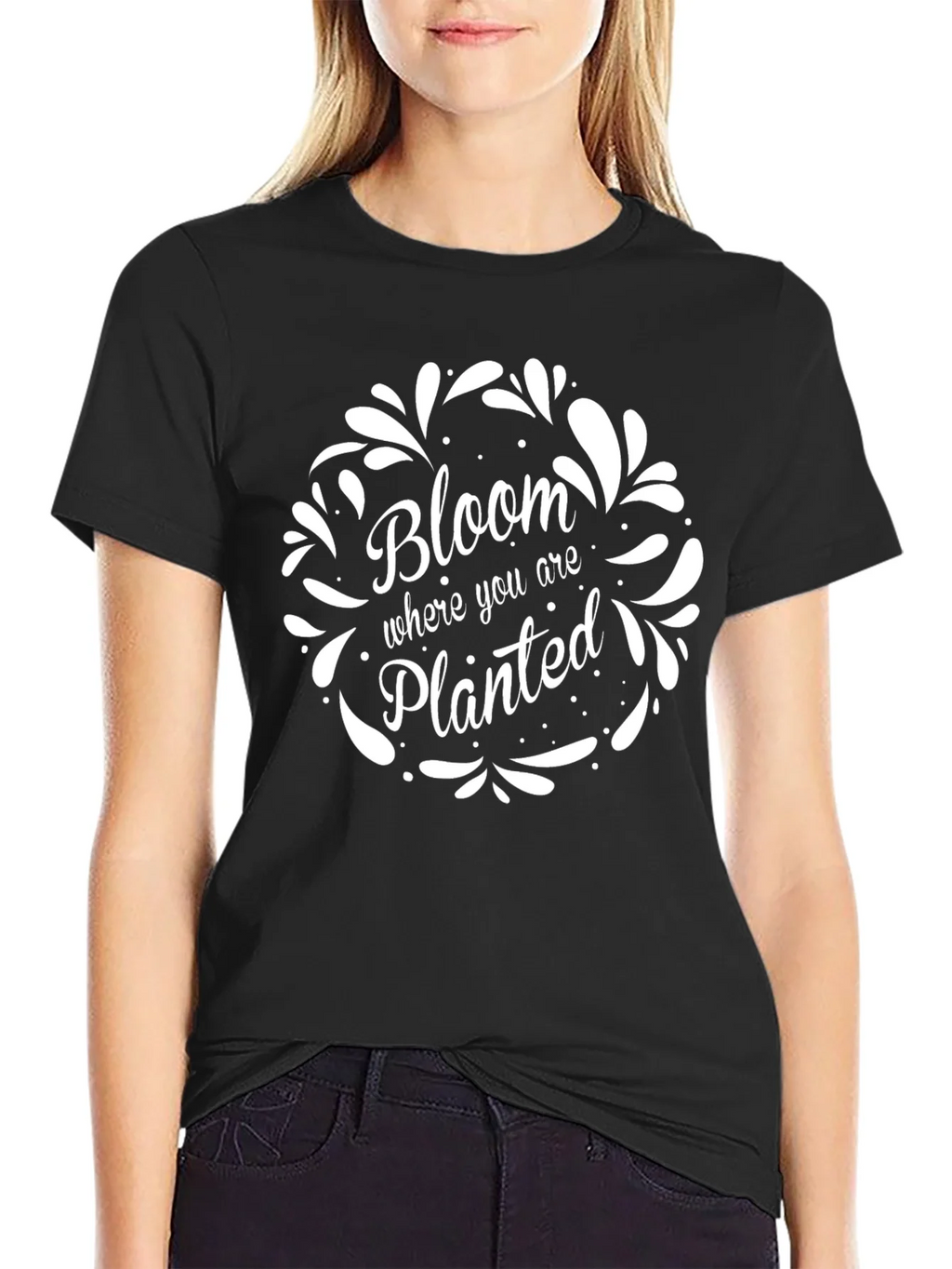 Bloom Where You Are Planted Black T-Shirt