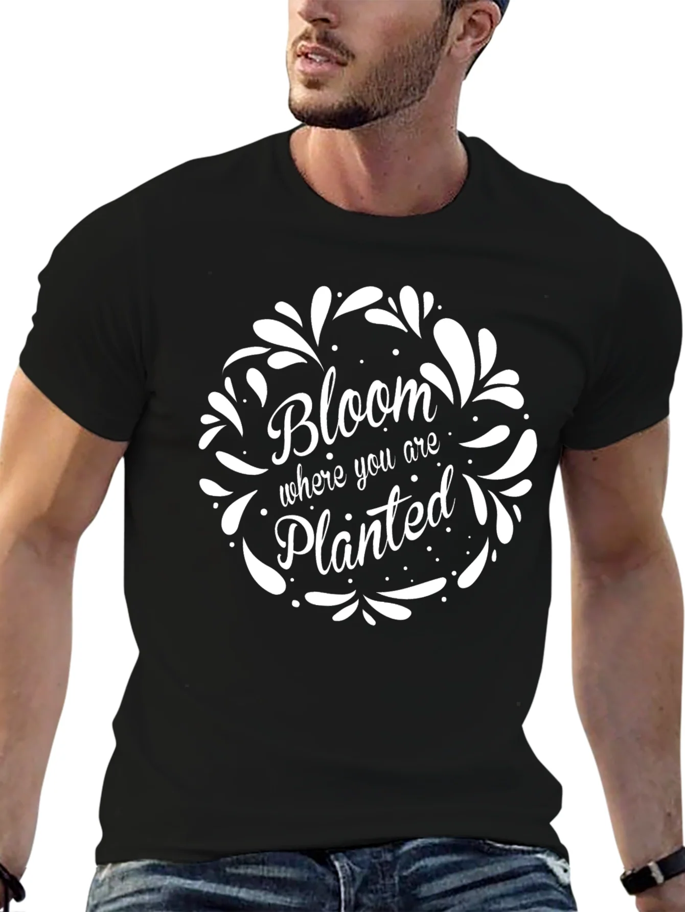 Bloom Where You Are Planted Black T-Shirt