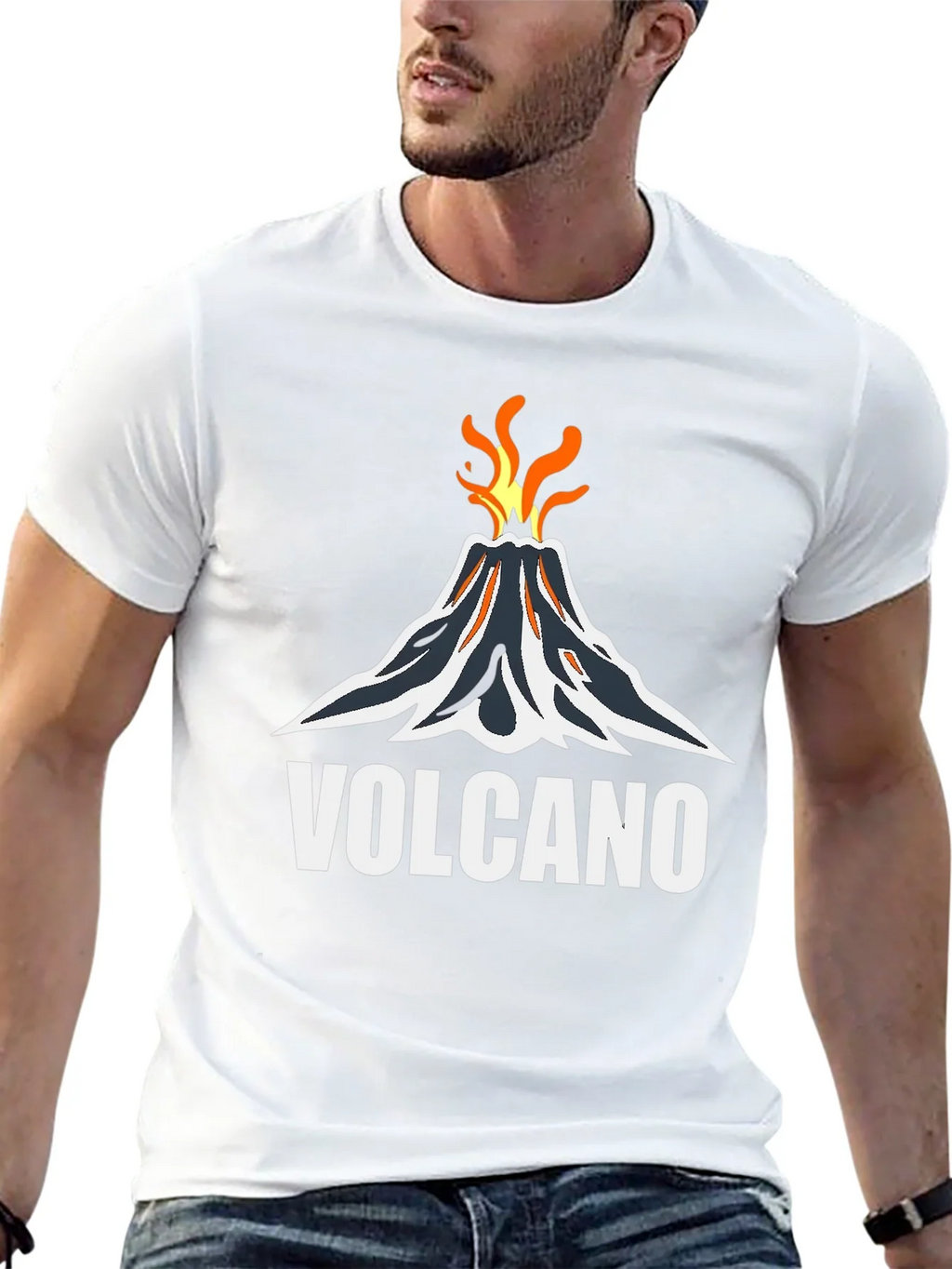 Volcano Graphic Tee - Black Cotton T-Shirt