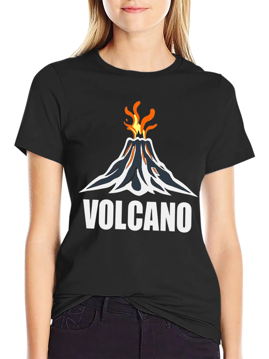 Volcano Graphic Tee - Black Cotton T-Shirt
