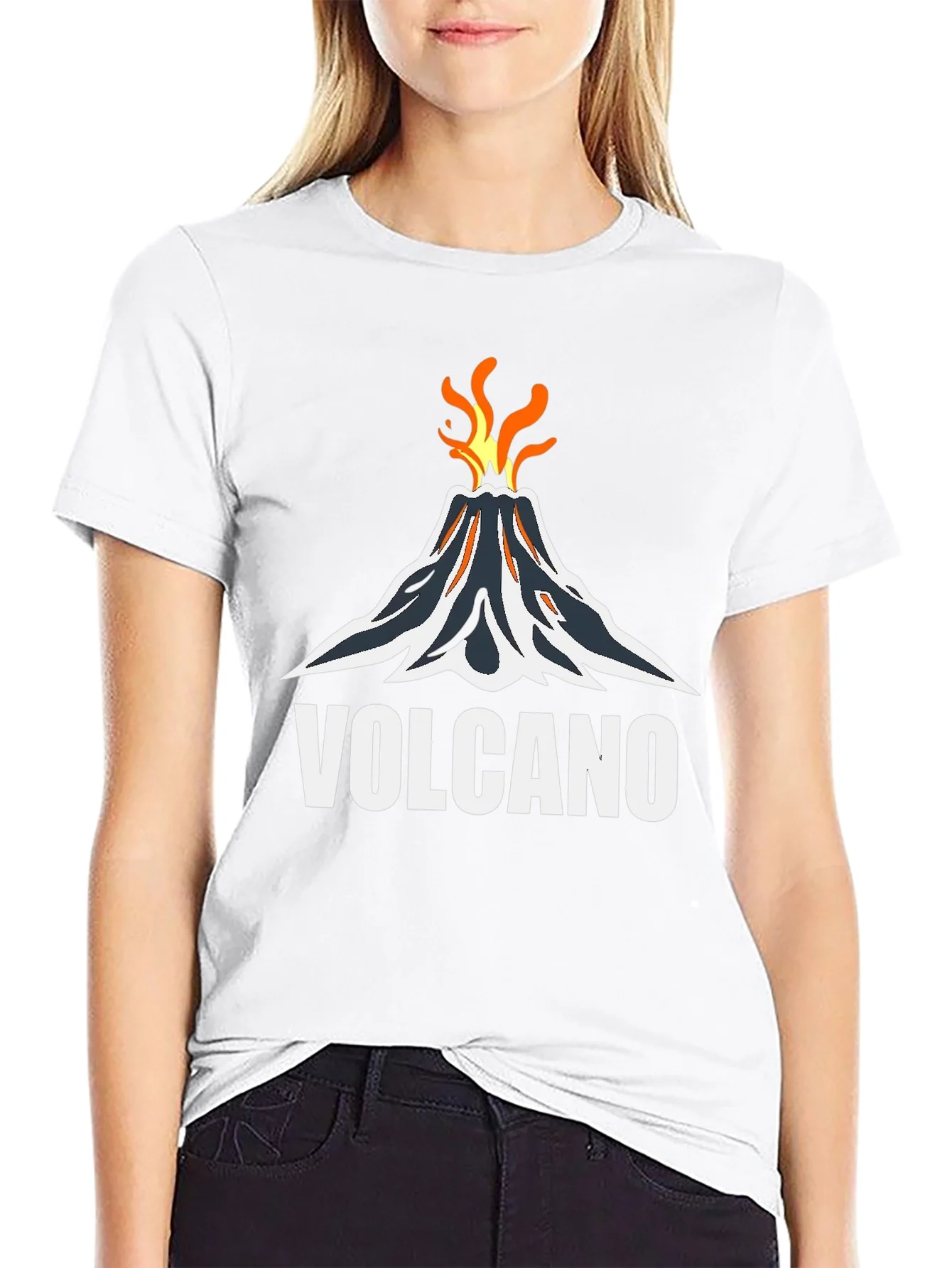 Volcano Graphic Tee - Black Cotton T-Shirt