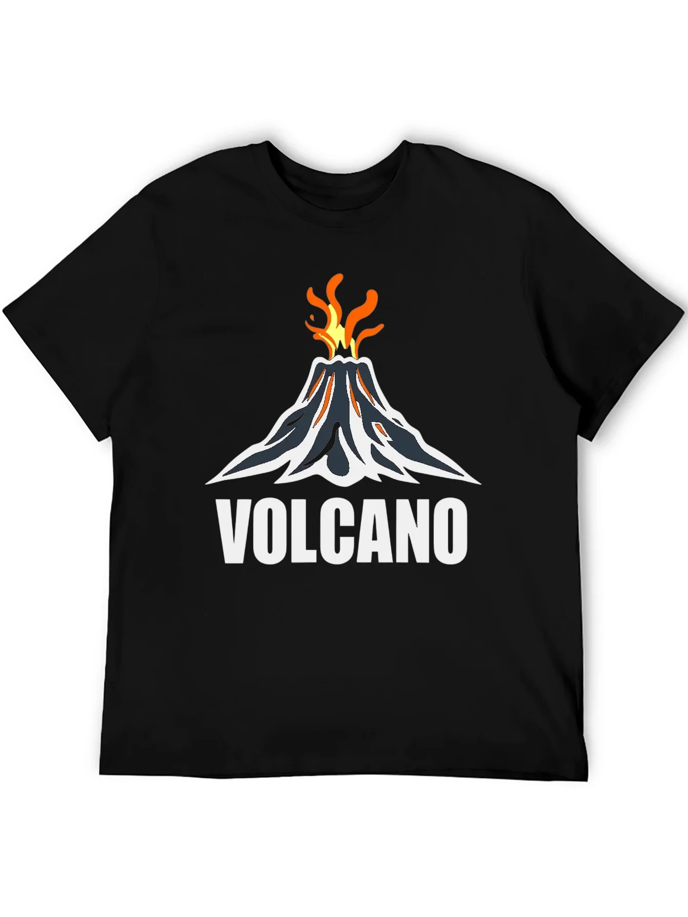 Volcano Graphic Tee - Black Cotton T-Shirt