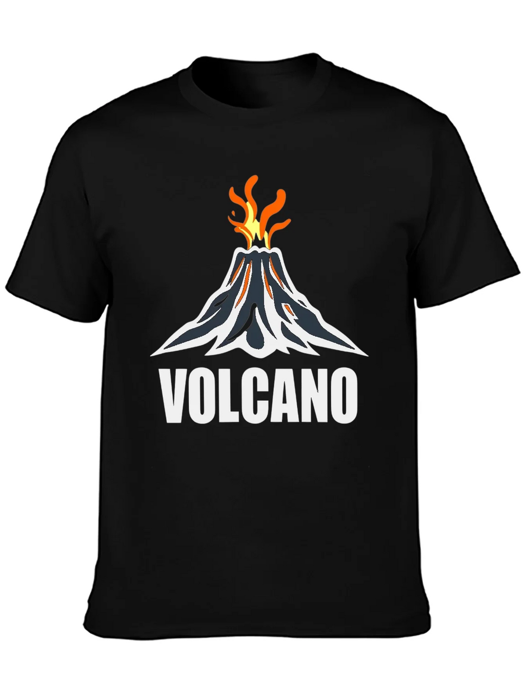 Volcano Graphic Tee - Black Cotton T-Shirt