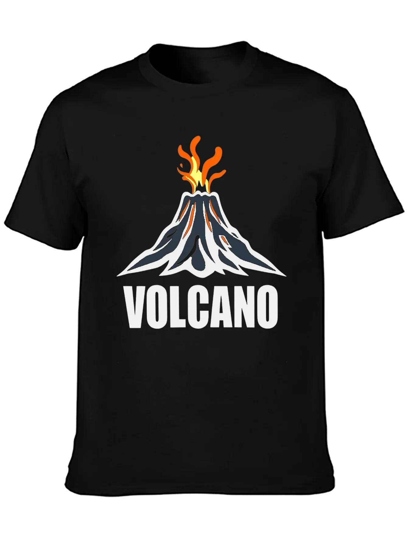 Volcano Graphic Tee - Black Cotton T-Shirt