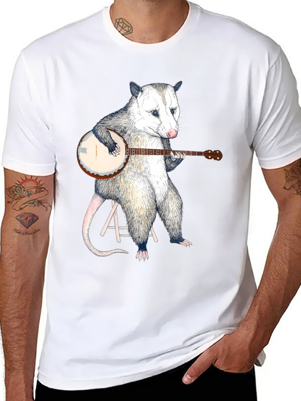 Opossum Banjo Black T-Shirt