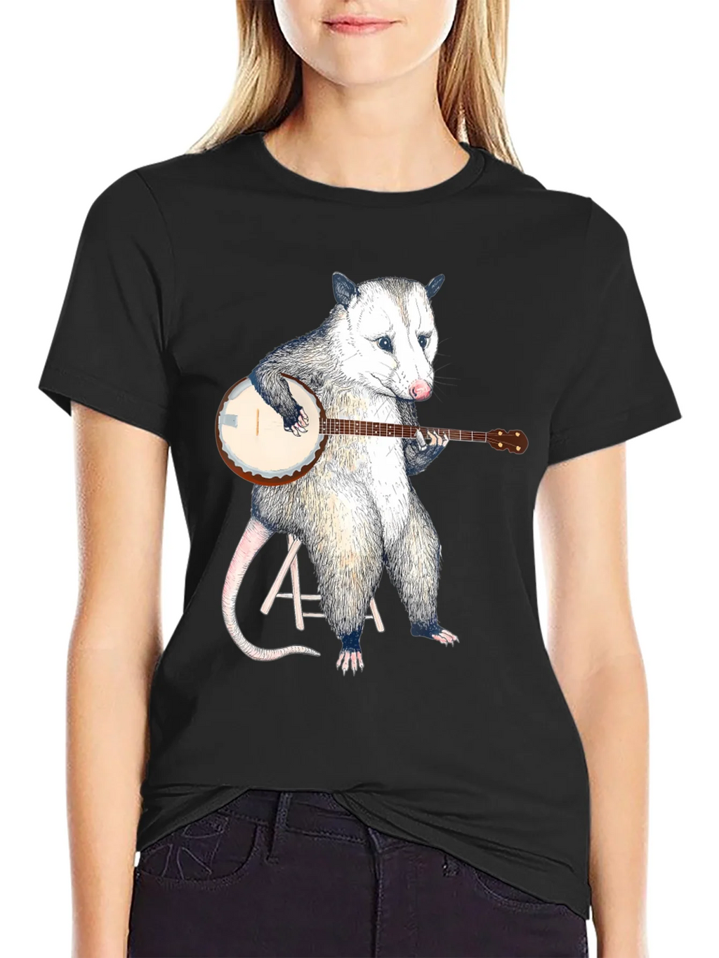 Opossum Banjo Black T-Shirt