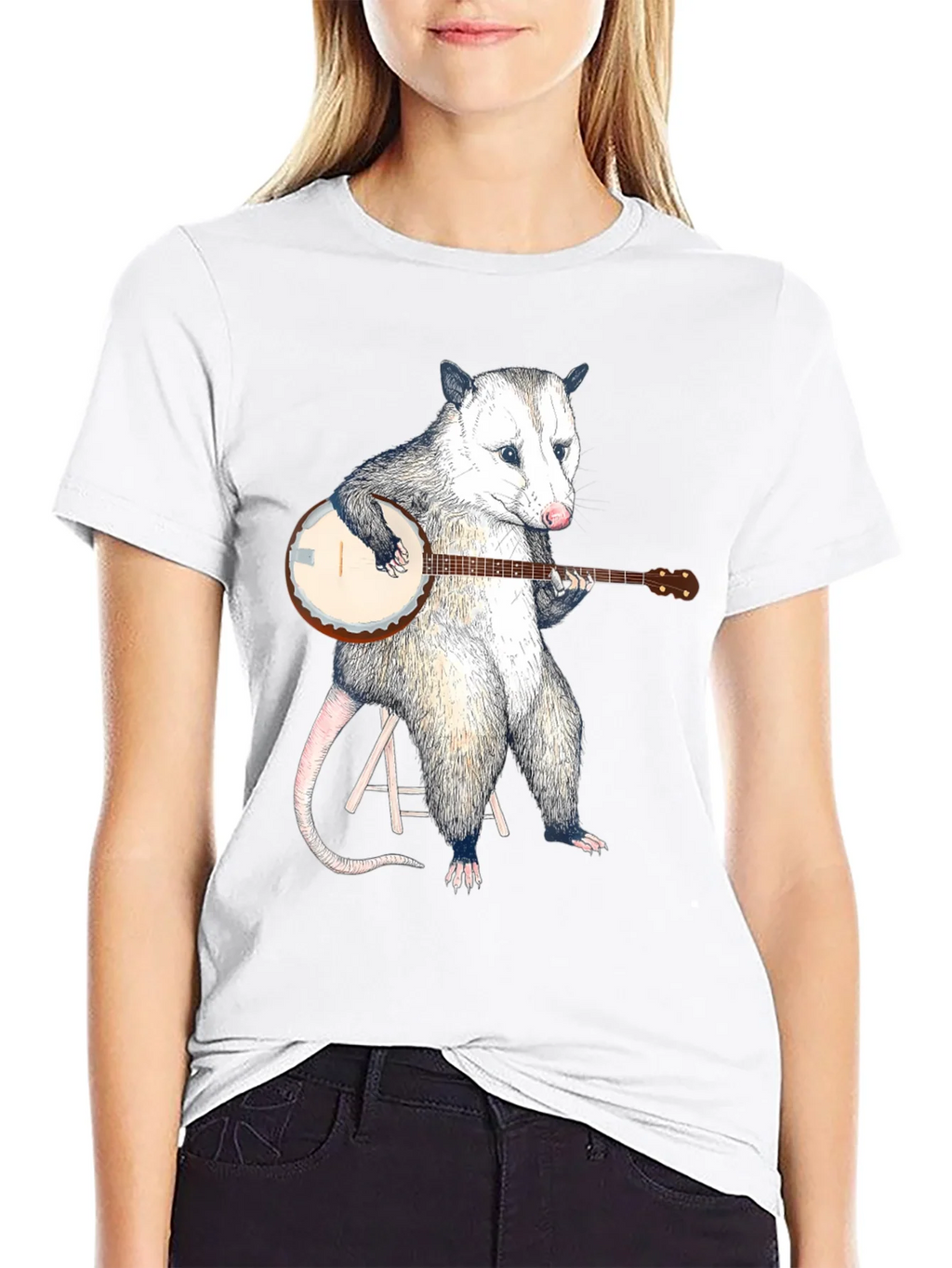 Opossum Banjo Black T-Shirt