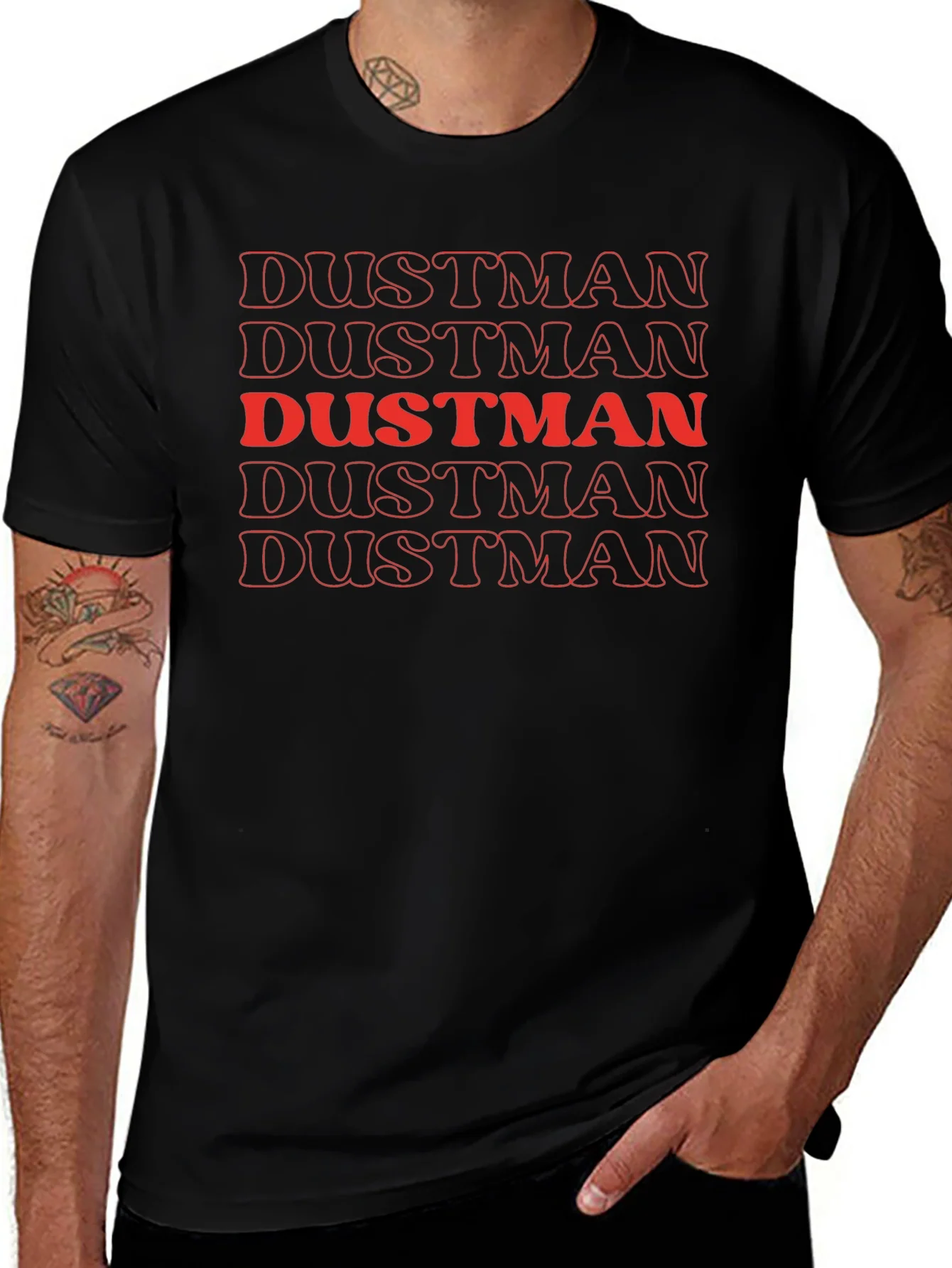 Dustman Retro Graphic Print Crew Neck Tee