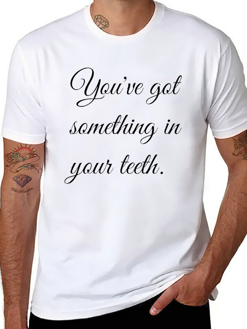 Mens Black T-Shirt - Something in Your Teeth