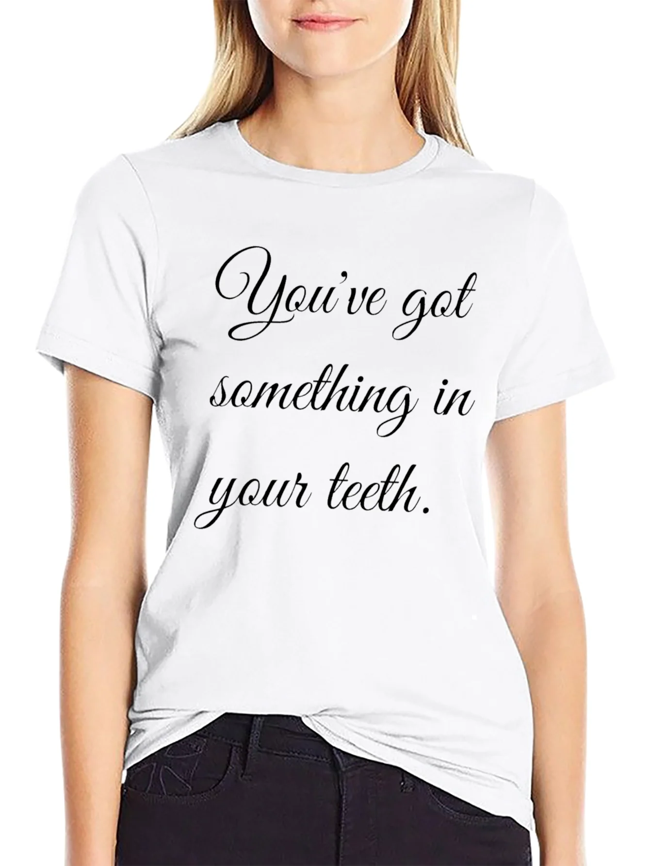 Mens Black T-Shirt - Something in Your Teeth