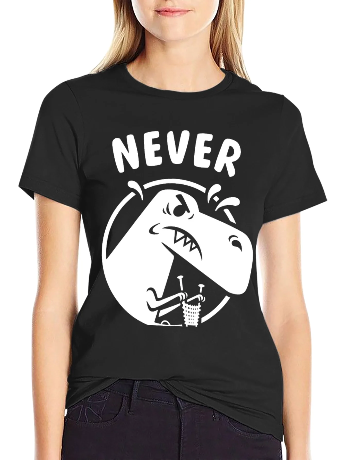 Never T-Rex Black Graphic Tee
