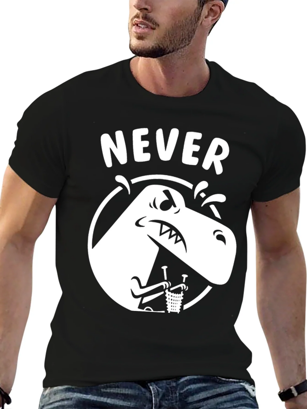 Never T-Rex Black Graphic Tee