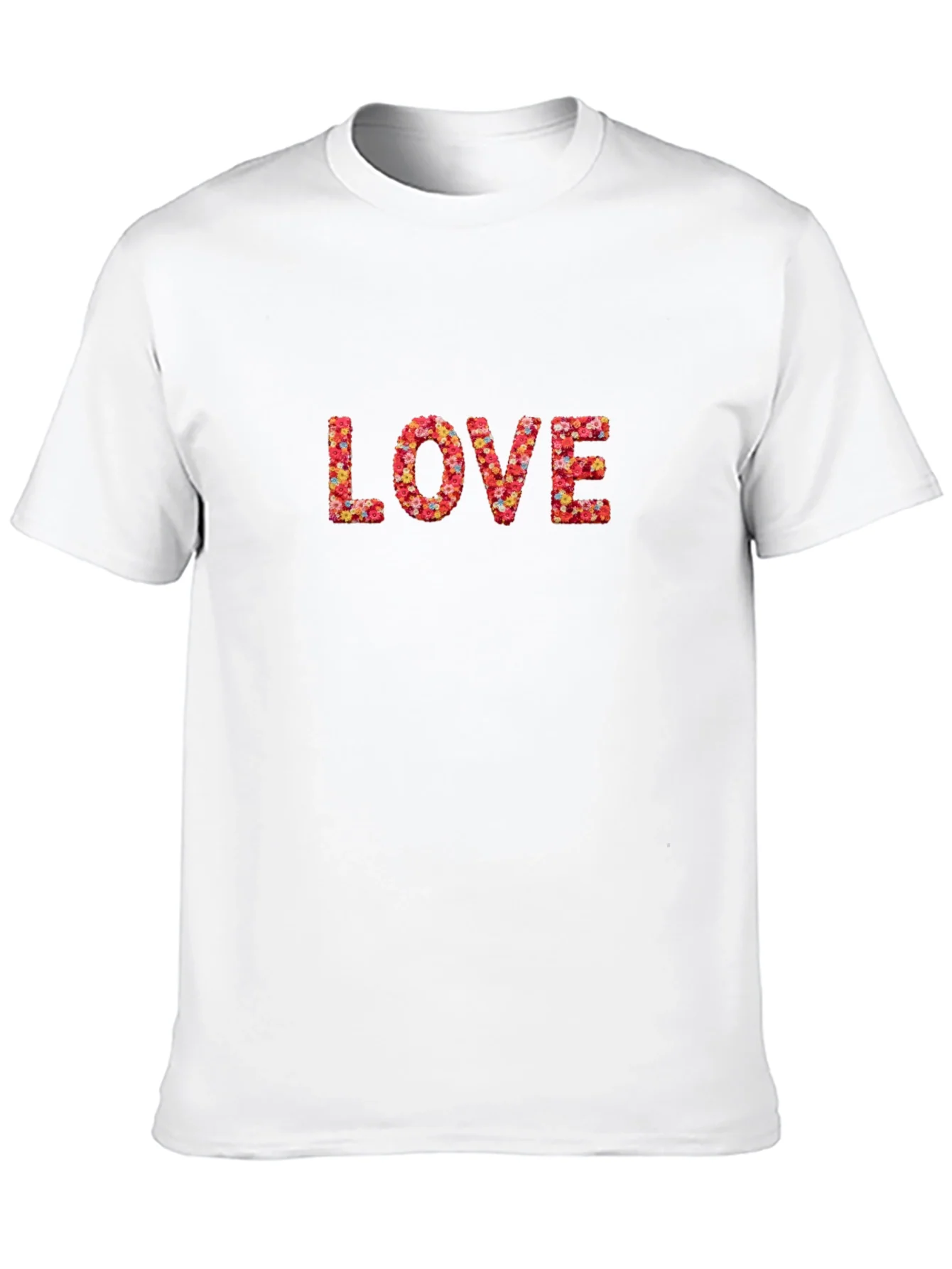 Floral LOVE Graphic Tee - Stylish Mens Black T-Shirt