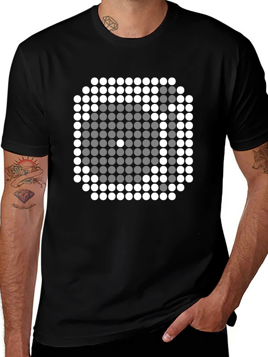 Pixel Art Dice Graphic Tee - Trendy Black Shirt