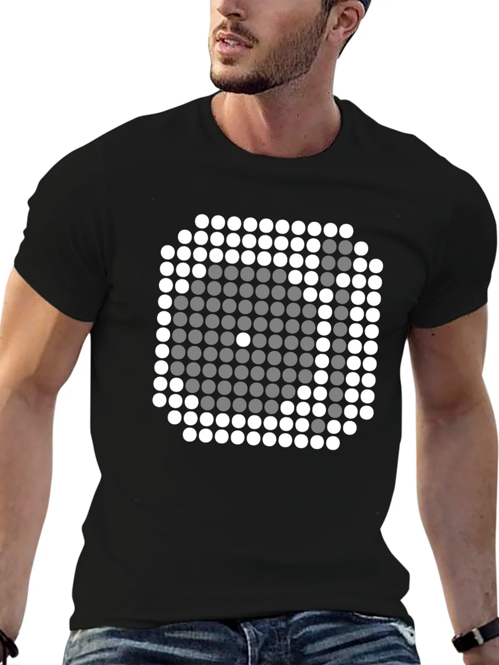 Pixel Art Dice Graphic Tee - Trendy Black Shirt