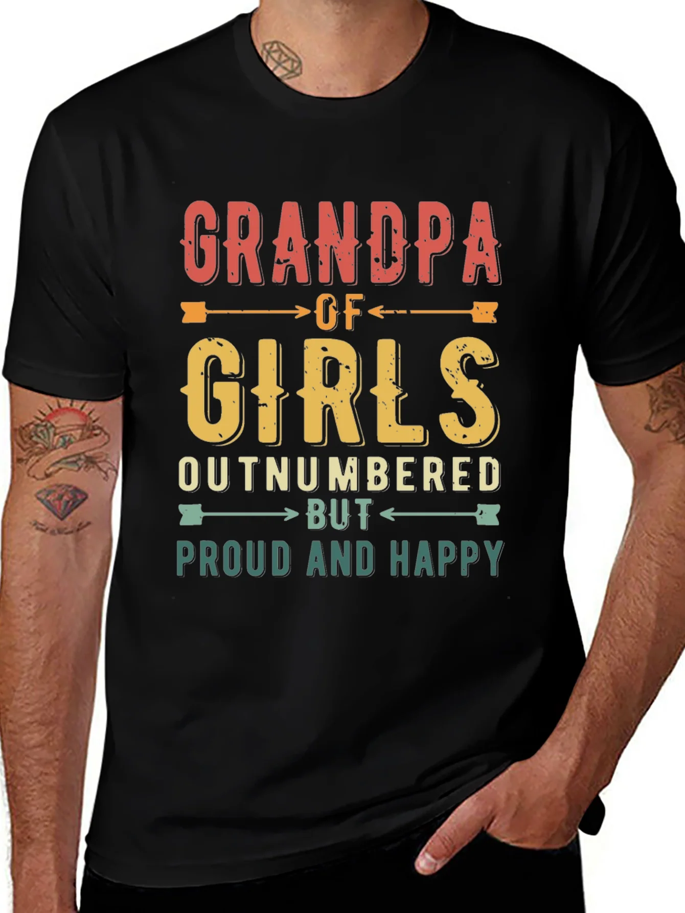Grandpa of Girls T-Shirt - Proud & Happy