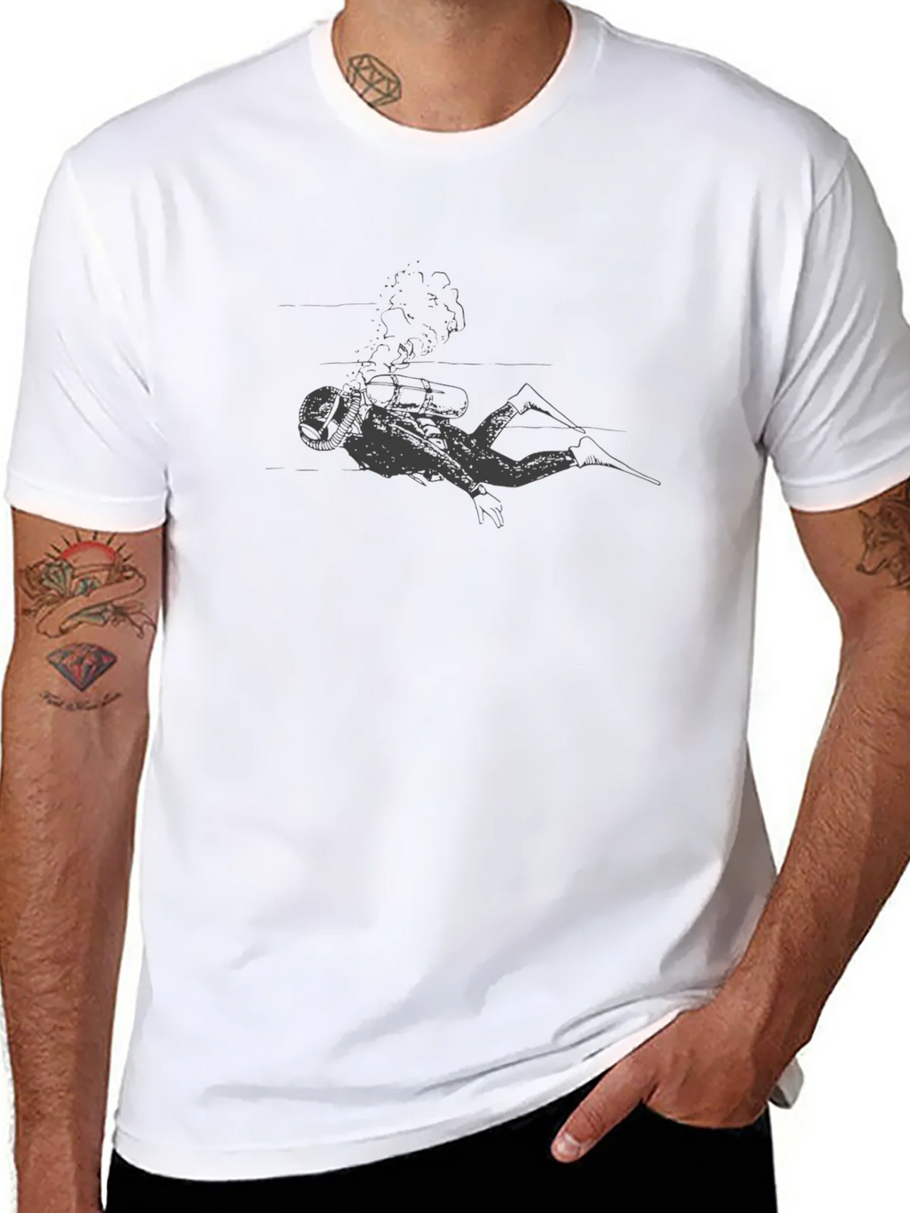 Diver Graphic Black T-Shirt - Adventure Ready