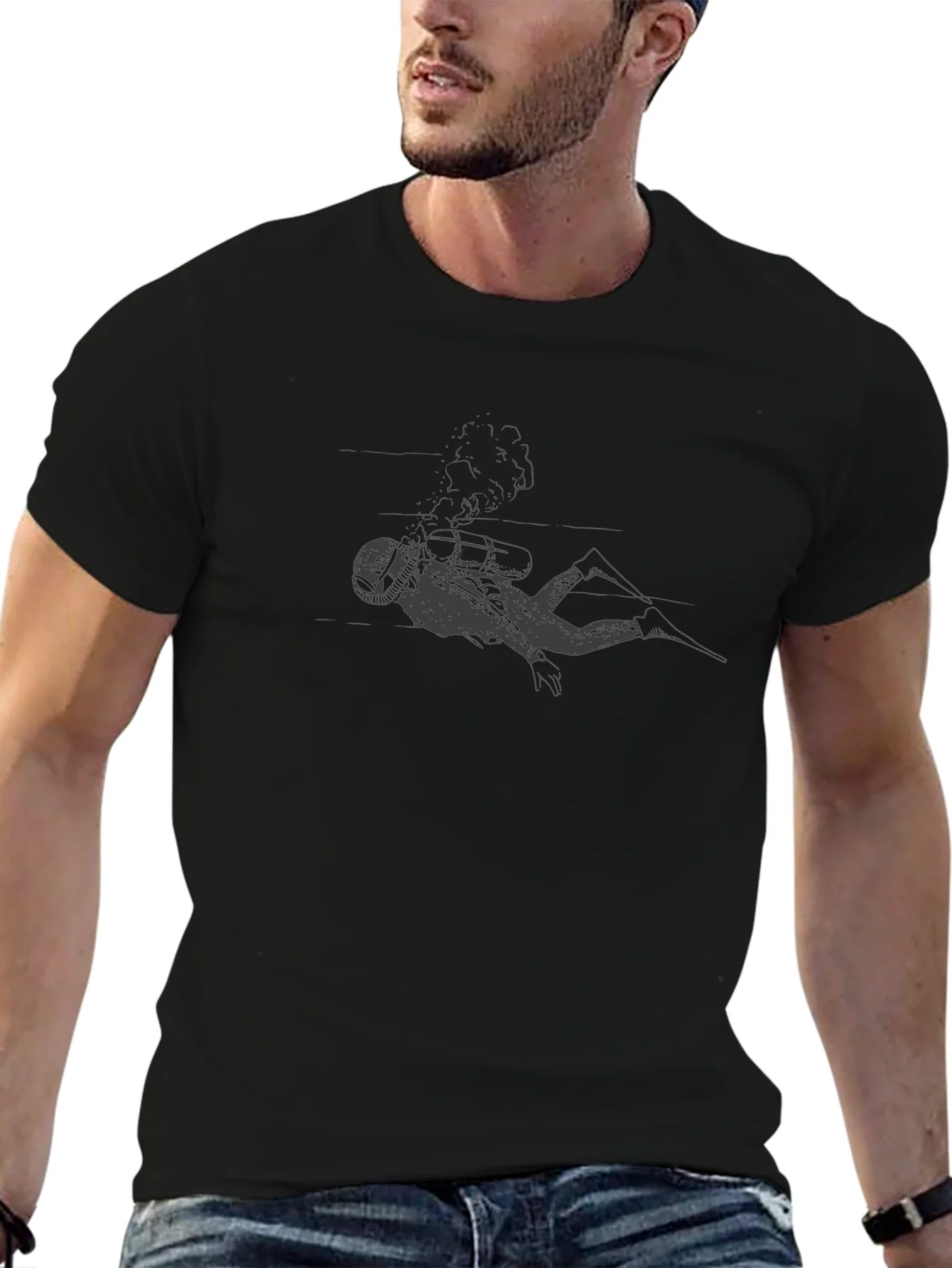 Diver Graphic Black T-Shirt - Adventure Ready