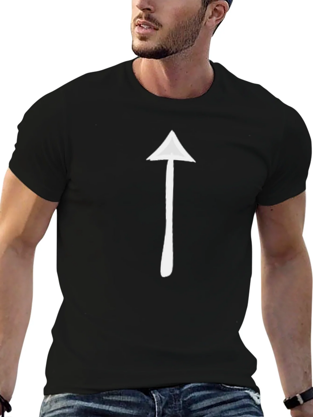 Arrow Graphic Tee - Black Cotton Casual T-Shirt