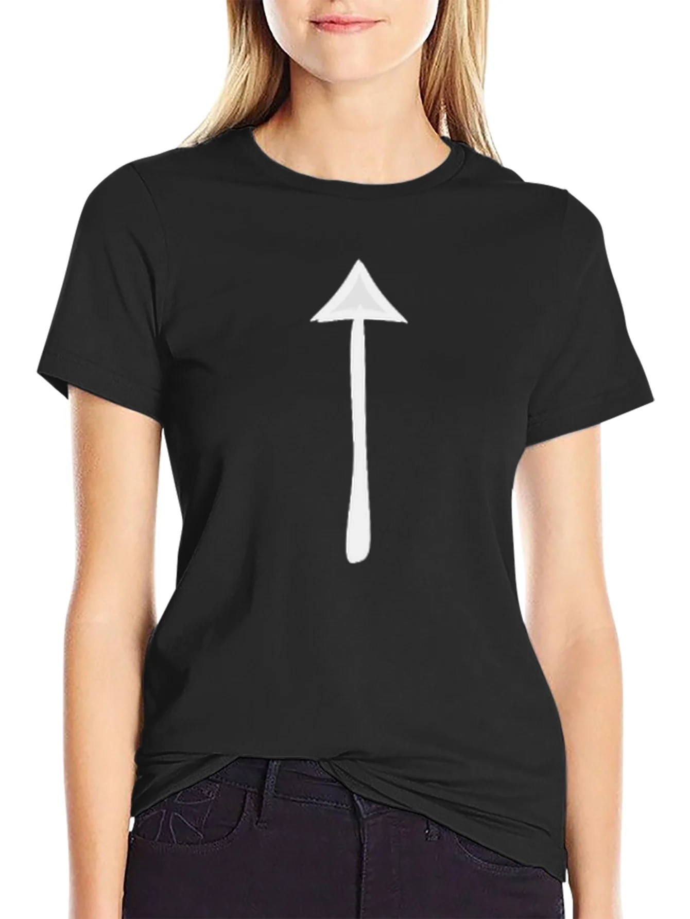 Arrow Graphic Tee - Black Cotton Casual T-Shirt