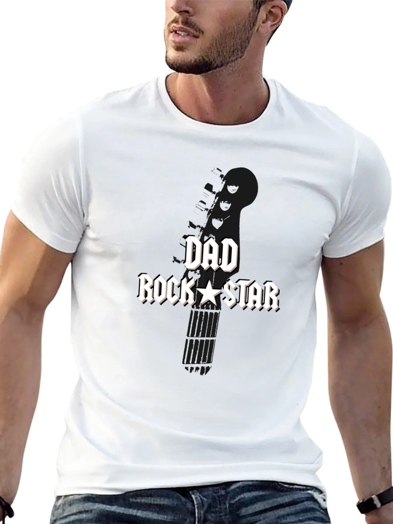 Dad Rockstar Graphic T-Shirt - Black