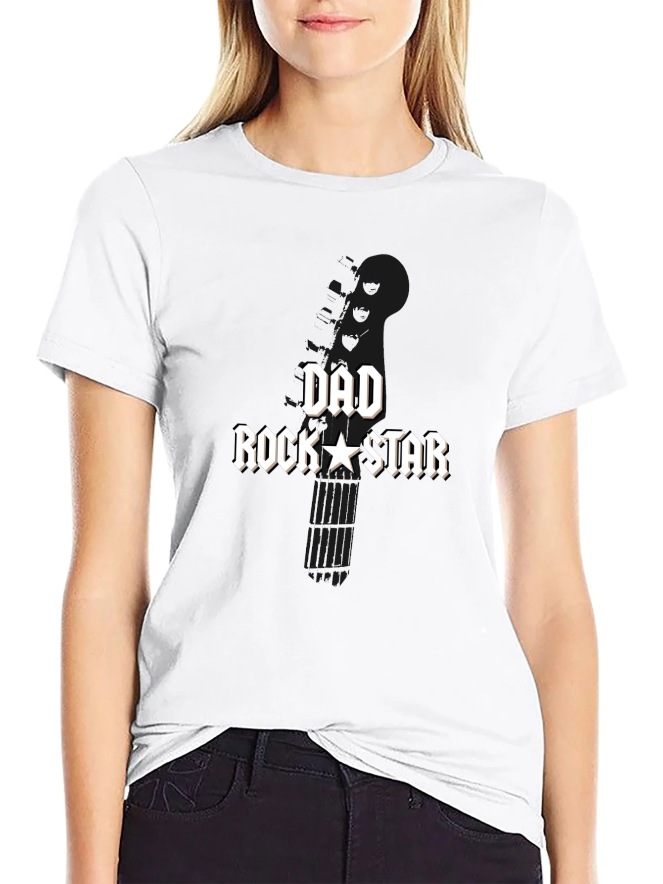 Dad Rockstar Graphic T-Shirt - Black