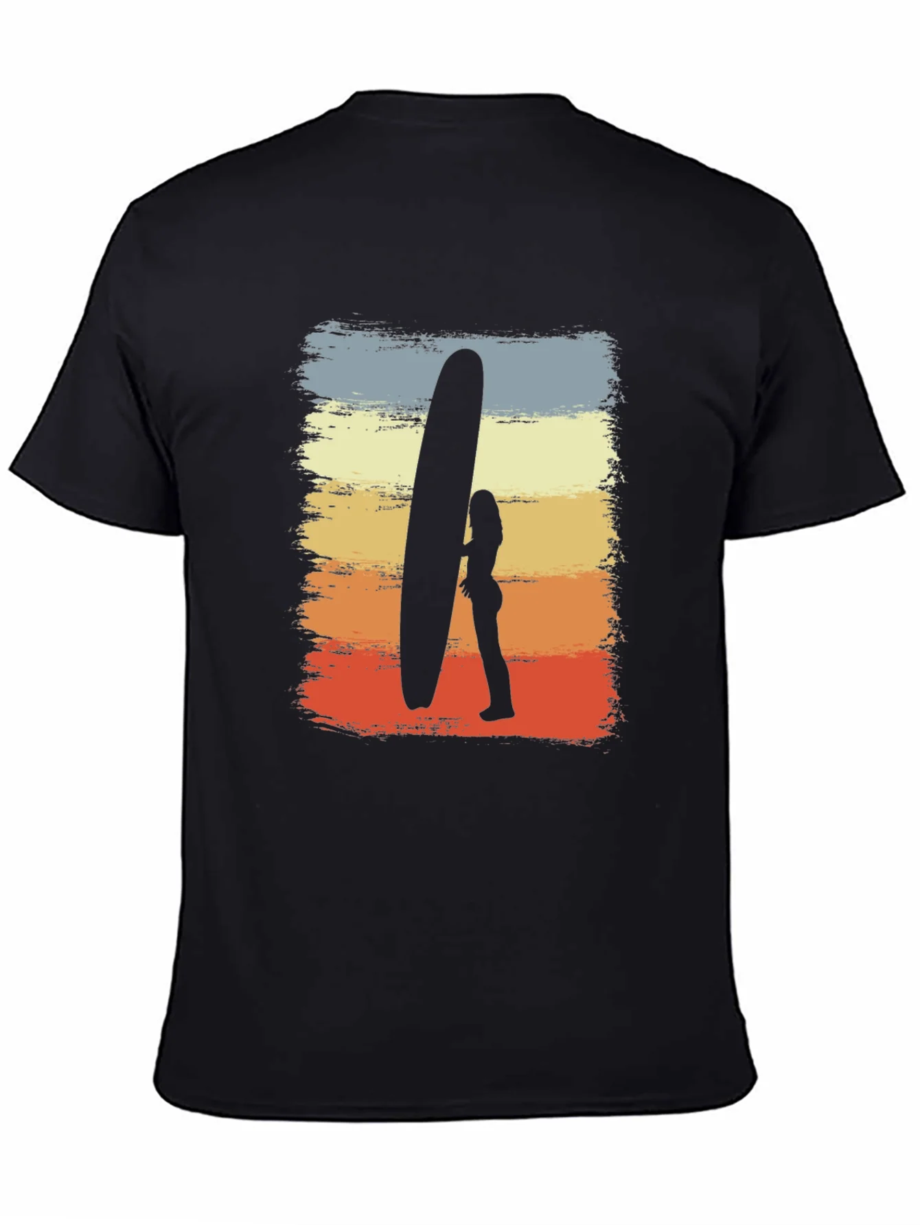 Retro Surf Tee: Sunset Silhouette Surfer Graphic T-Shirt
