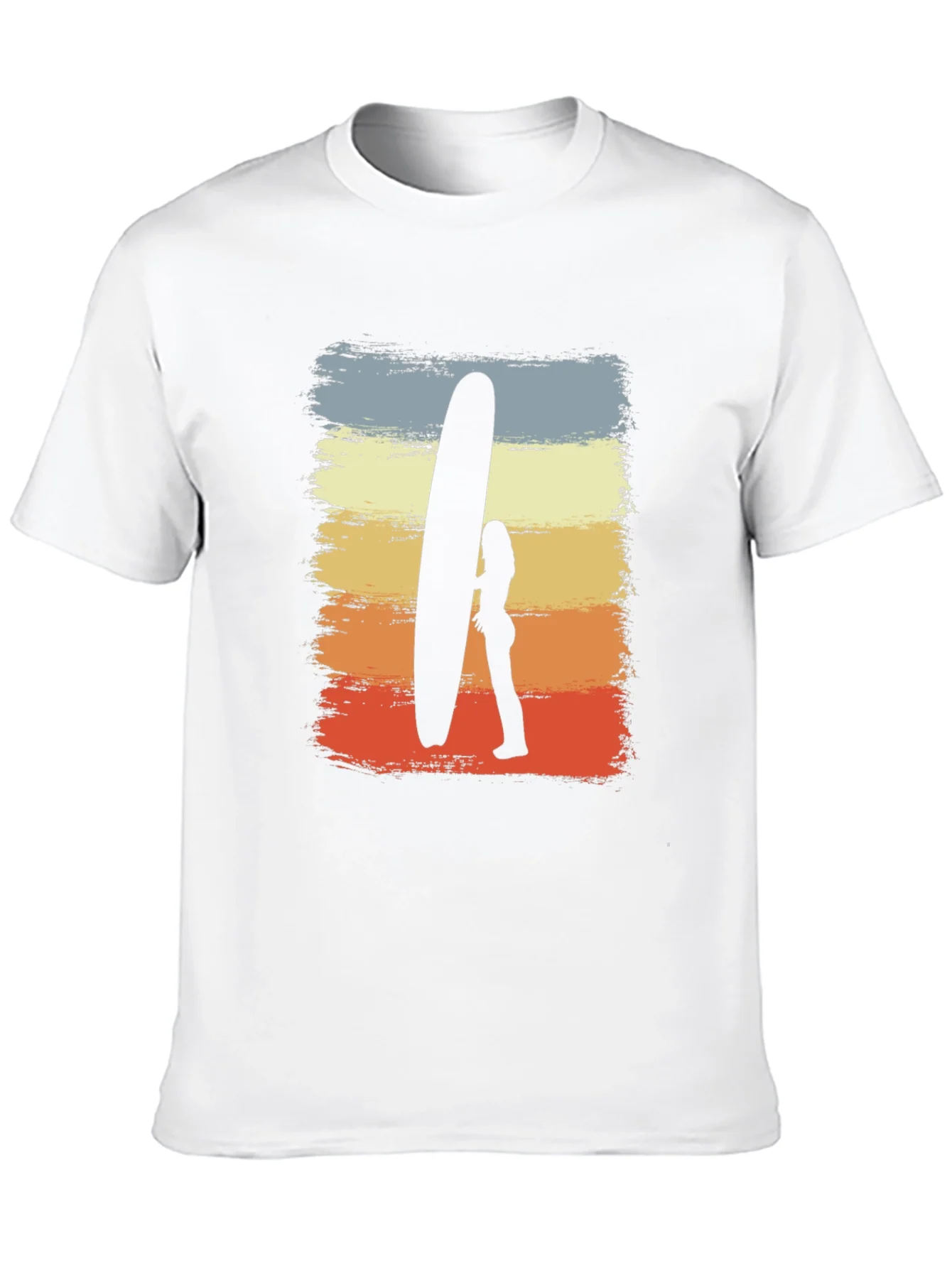 Retro Surf Tee: Sunset Silhouette Surfer Graphic T-Shirt