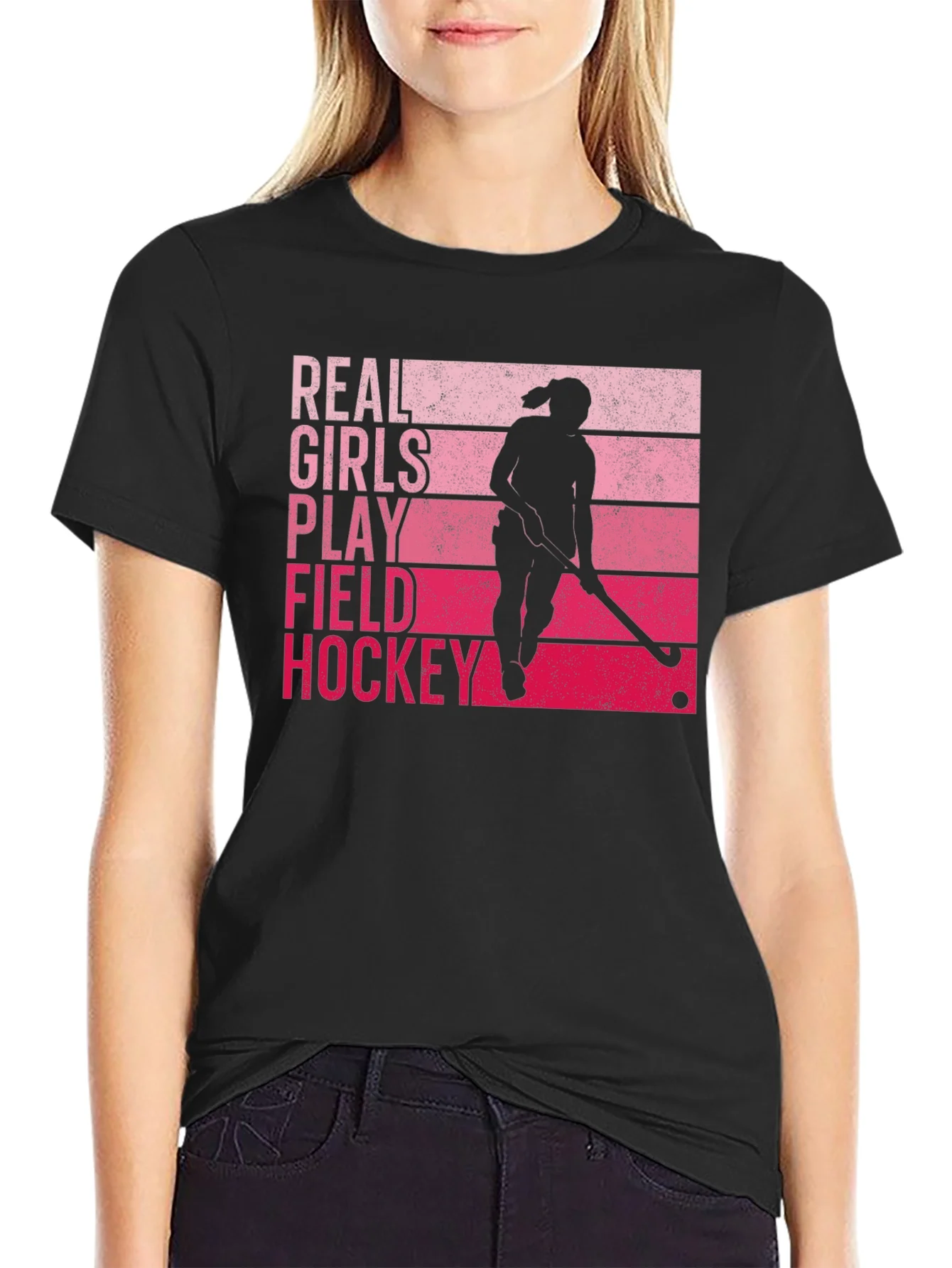 Real Girls Play Field Hockey Graphic T-Shirt