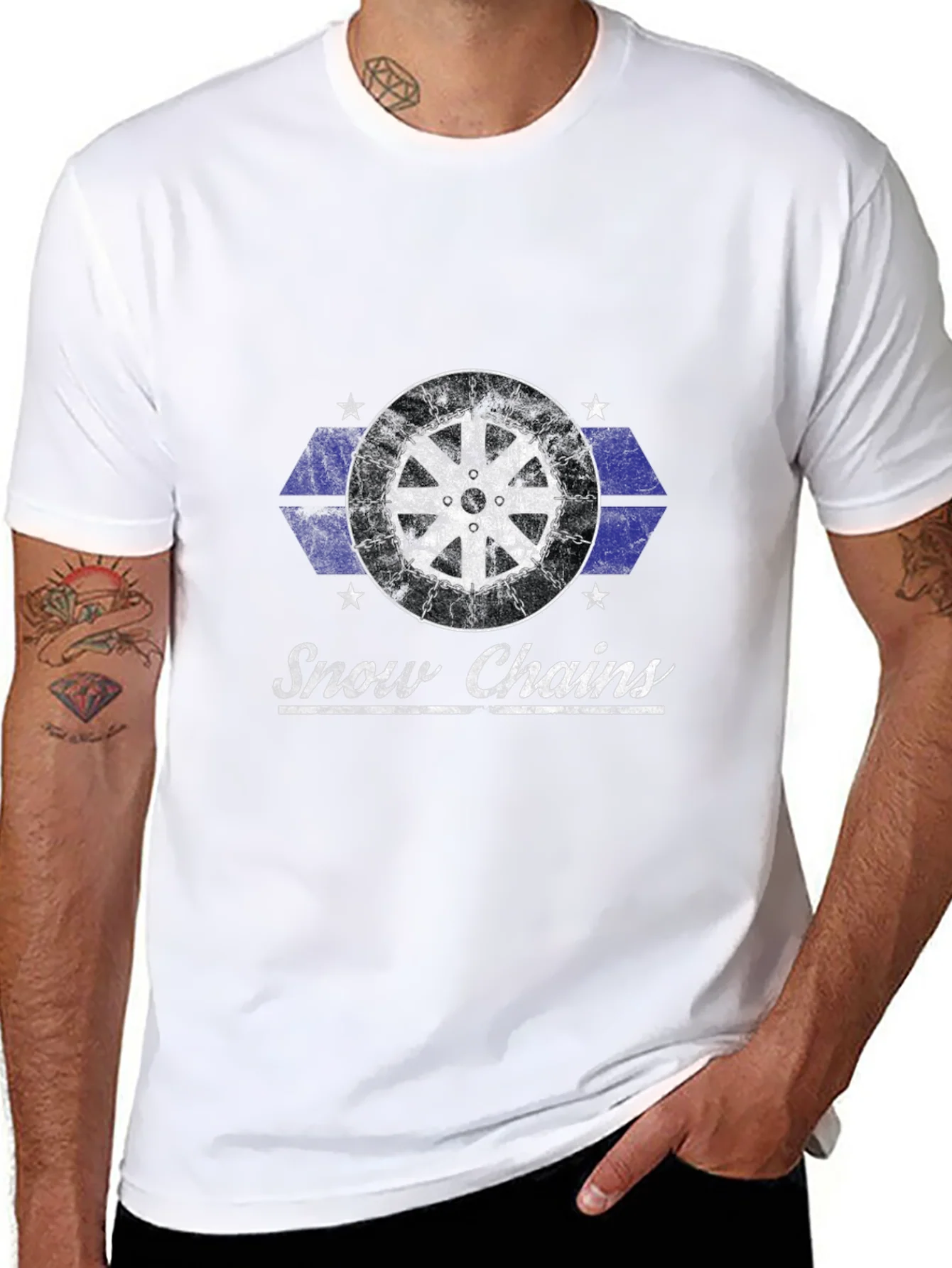 Vintage Snow Chains Graphic T-Shirt - Black