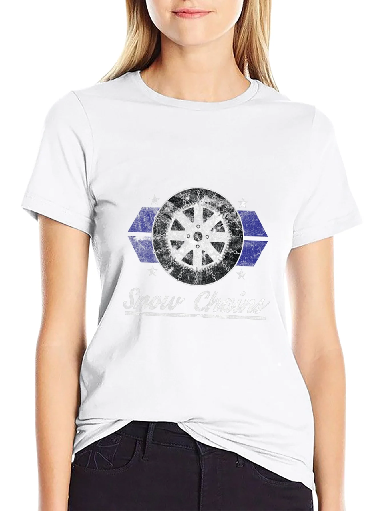 Vintage Snow Chains Graphic T-Shirt - Black