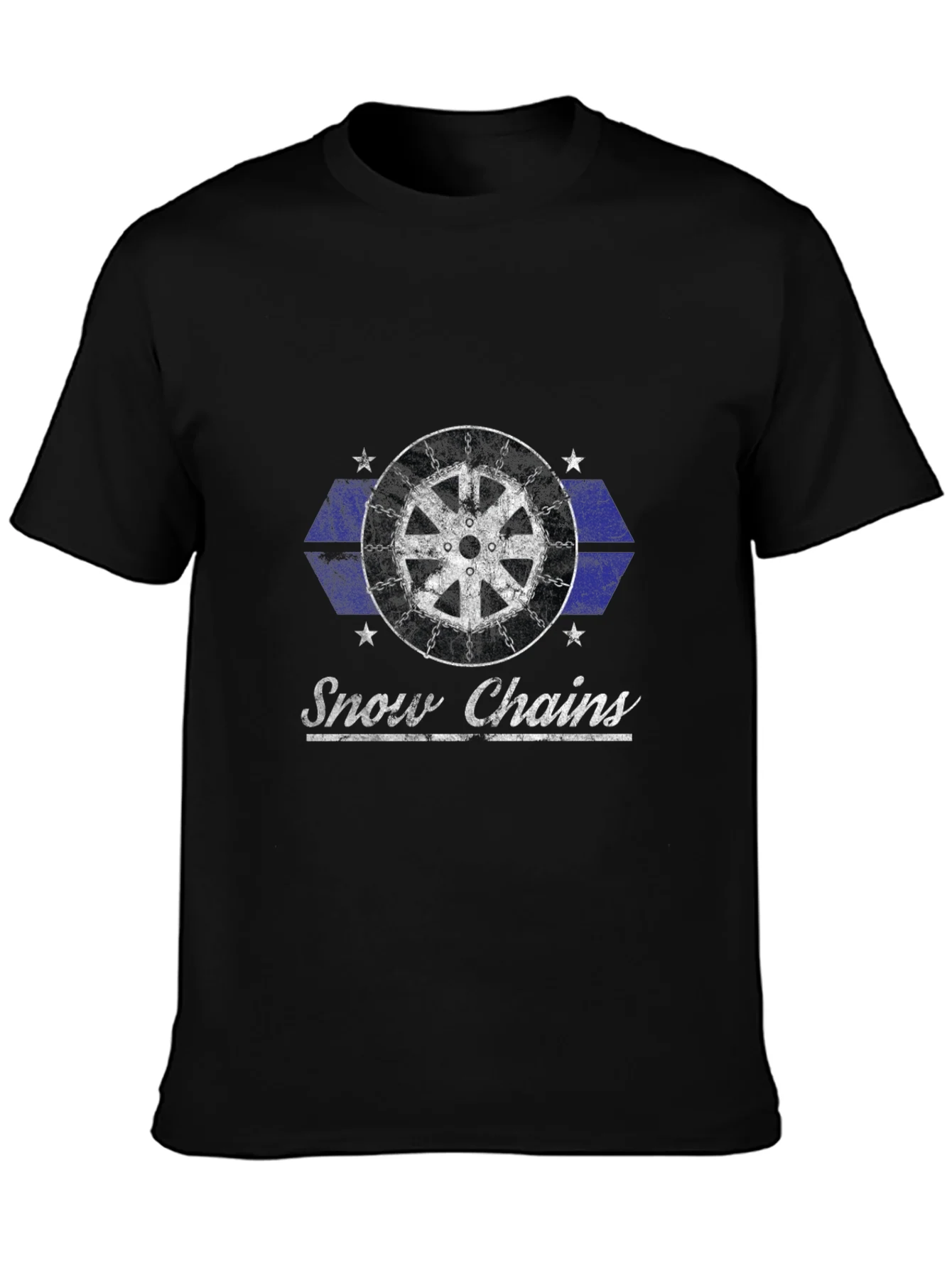 Vintage Snow Chains Graphic T-Shirt - Black