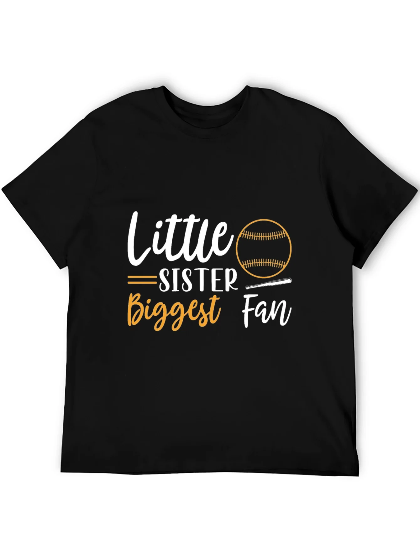 Little Sister Baseball Fan Black T-Shirt