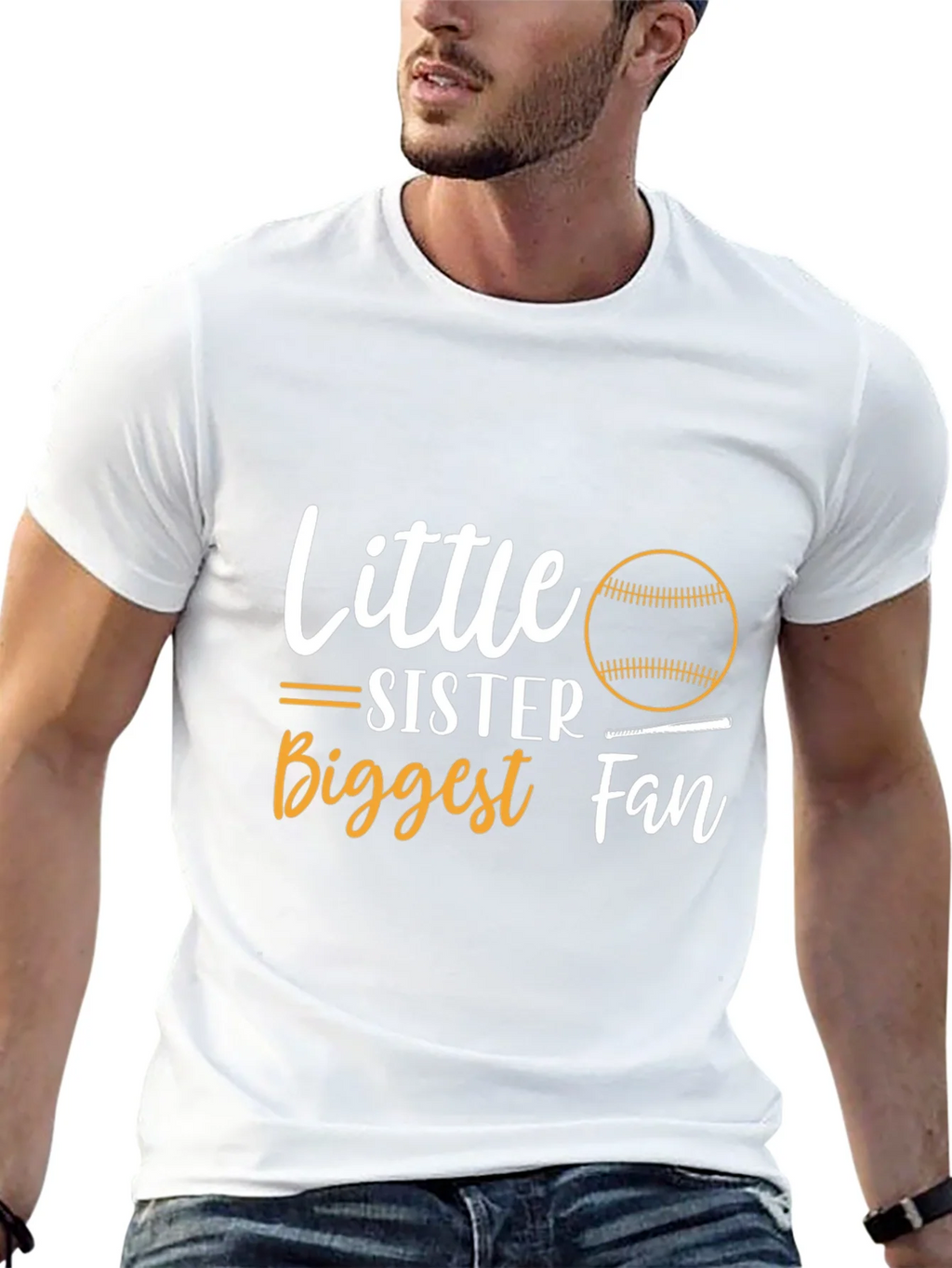 Little Sister Baseball Fan Black T-Shirt