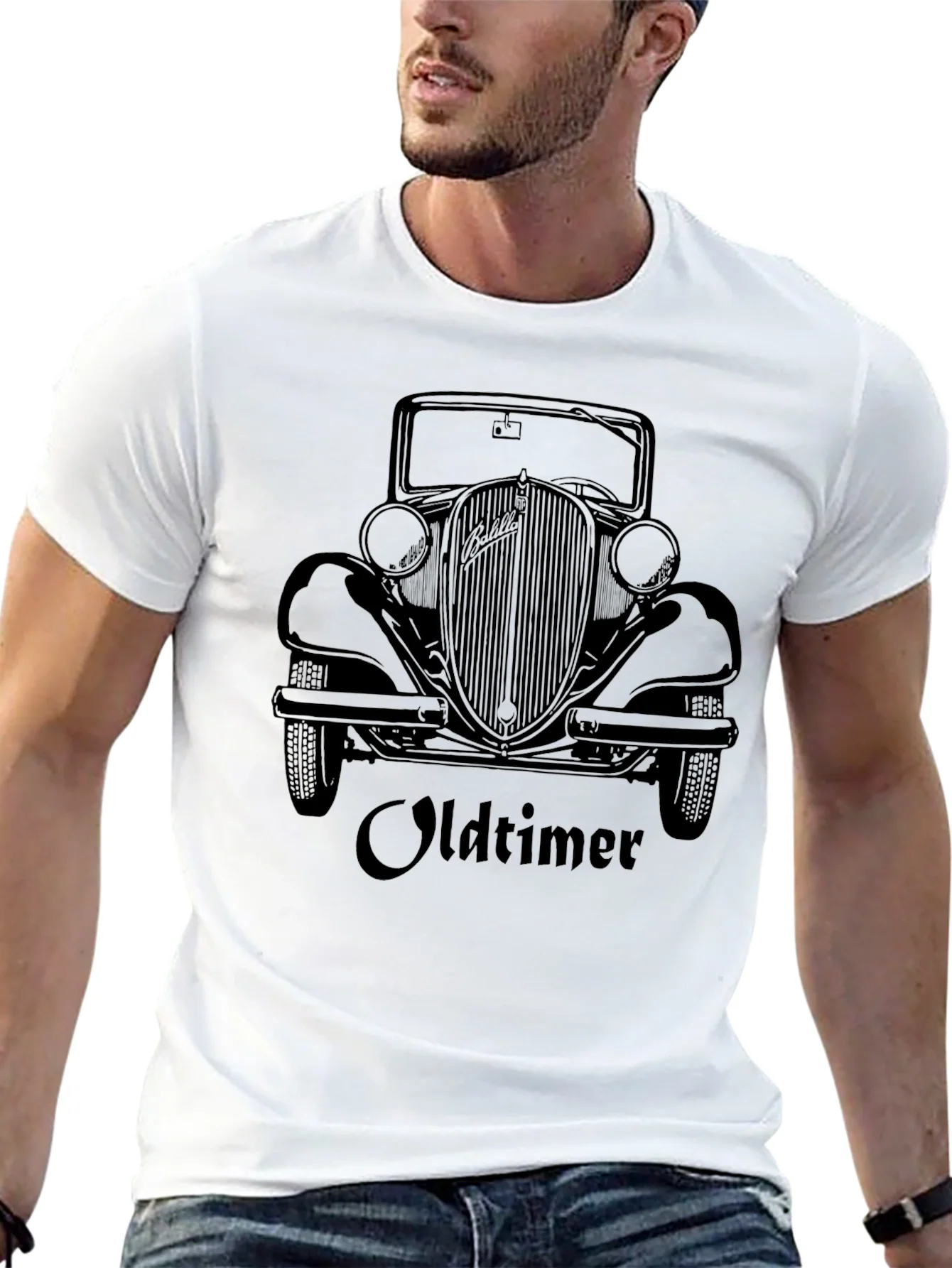 Vintage Car Graphic Tee - Oldtimer Black T-Shirt