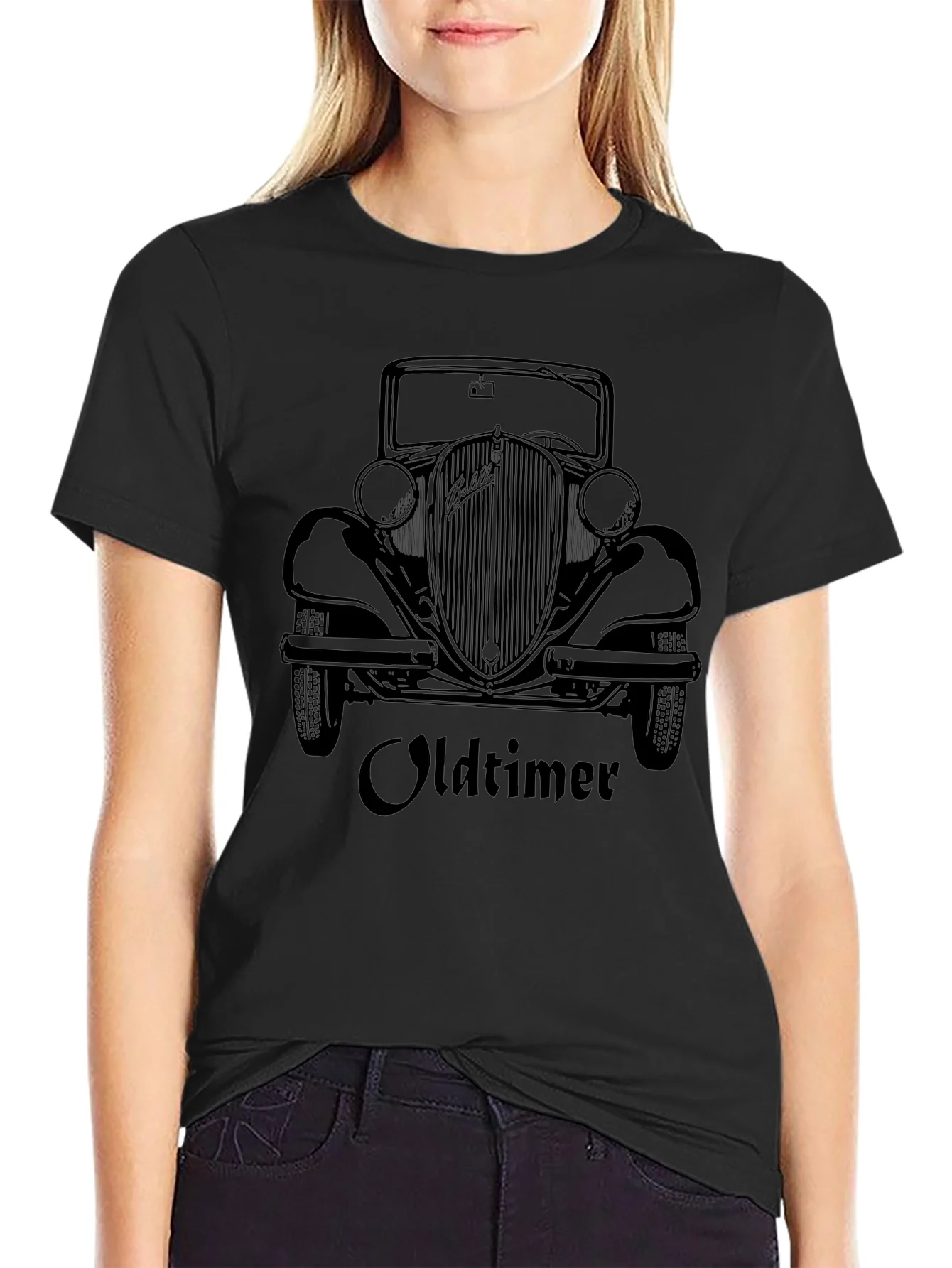 Vintage Car Graphic Tee - Oldtimer Black T-Shirt