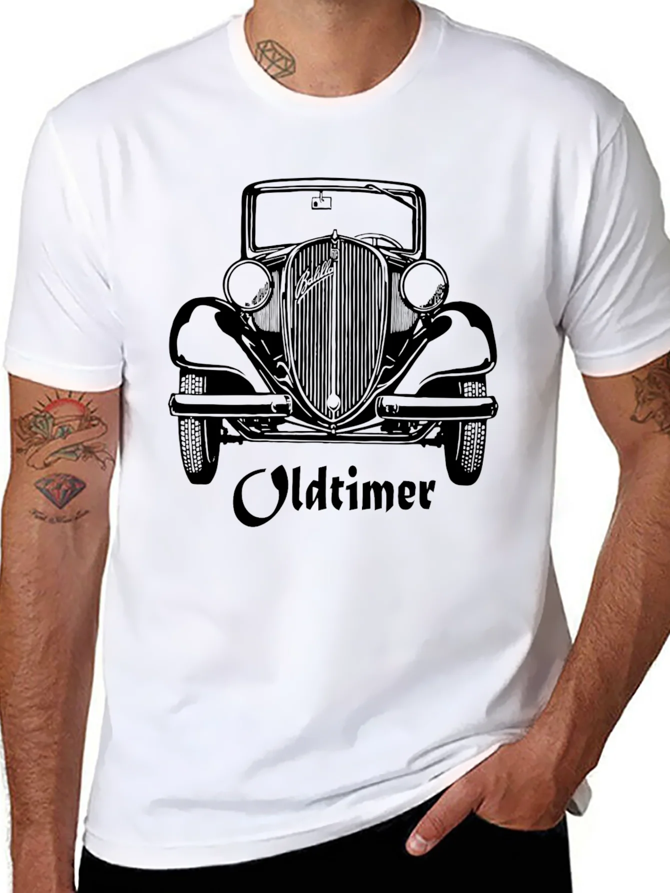 Vintage Car Graphic Tee - Oldtimer Black T-Shirt