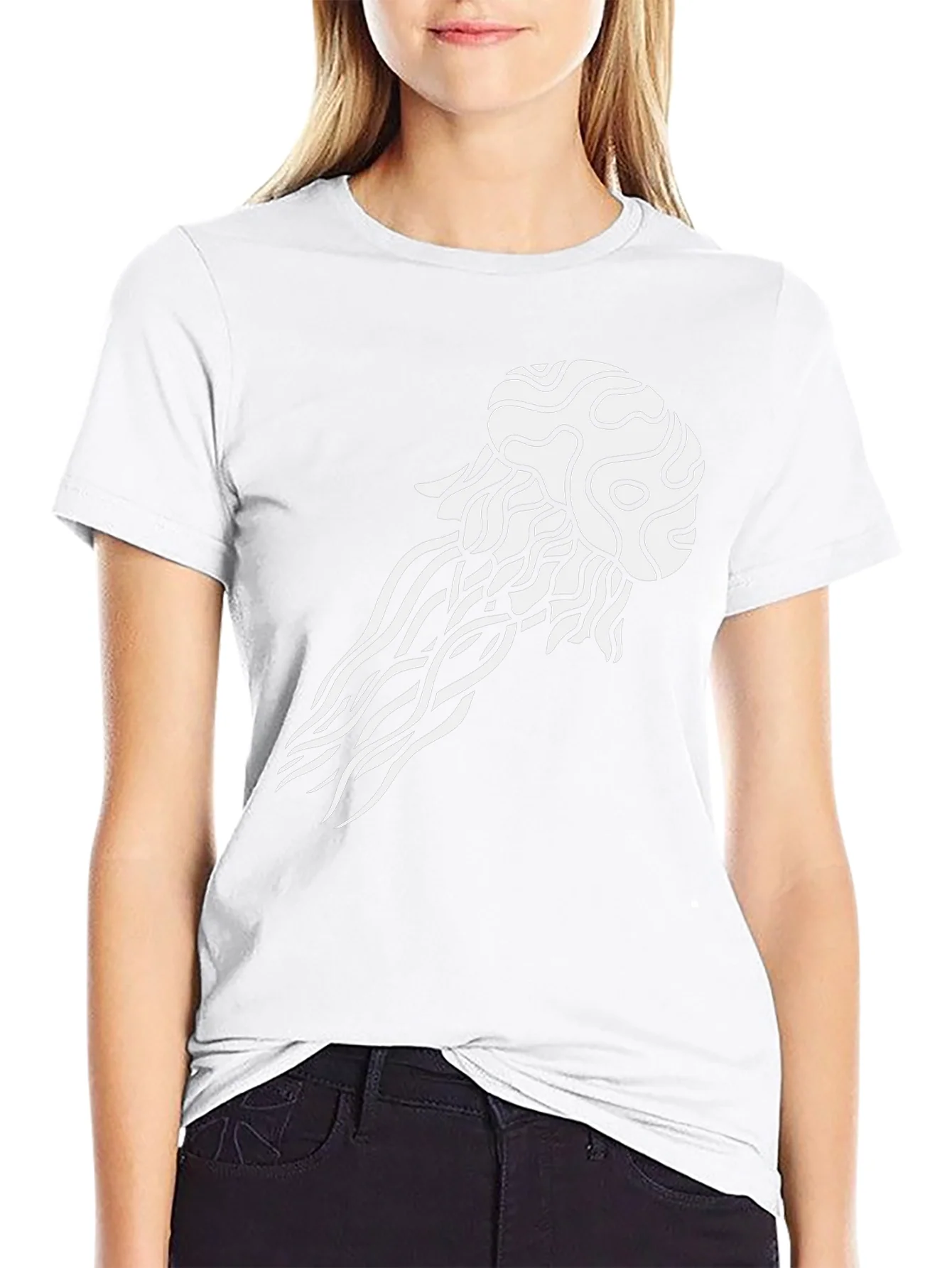 Jellyfish Graphic Tee - Black Cotton Casual T-Shirt