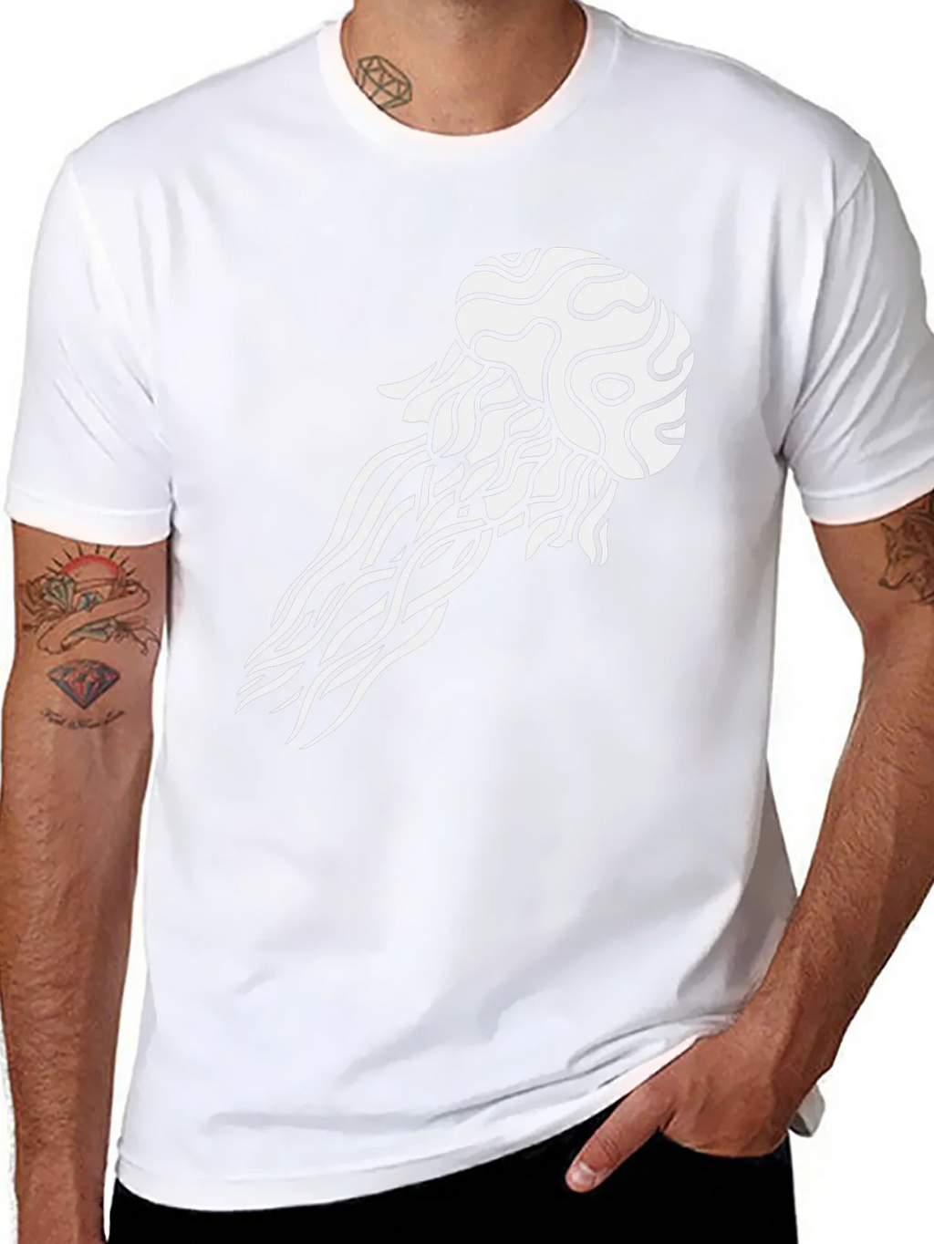 Jellyfish Graphic Tee - Black Cotton Casual T-Shirt