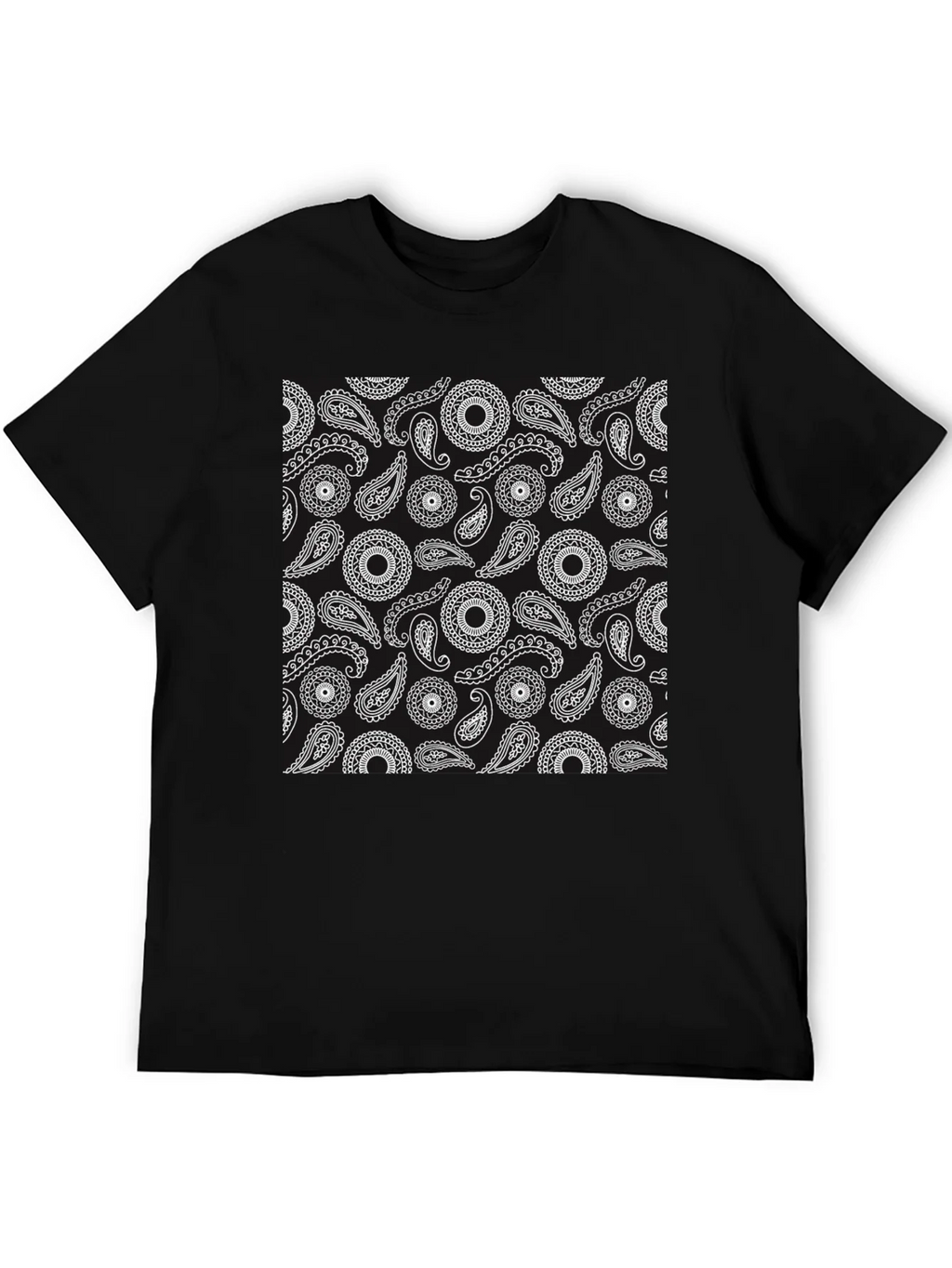 Paisley Pattern Black T-Shirt