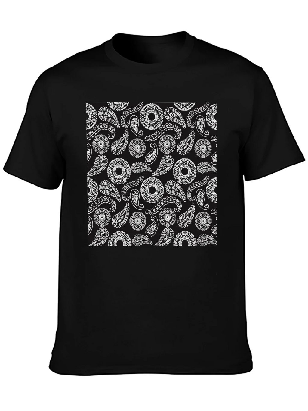 Paisley Pattern Black T-Shirt