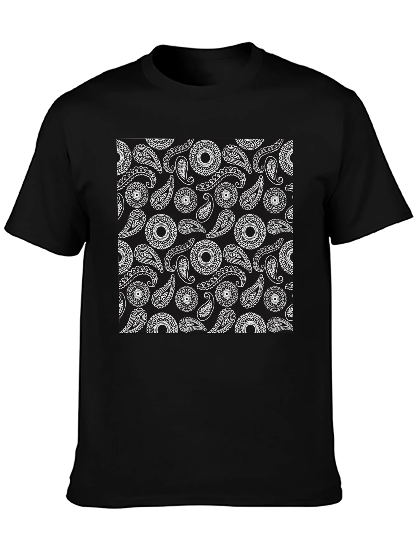 Paisley Pattern Black T-Shirt