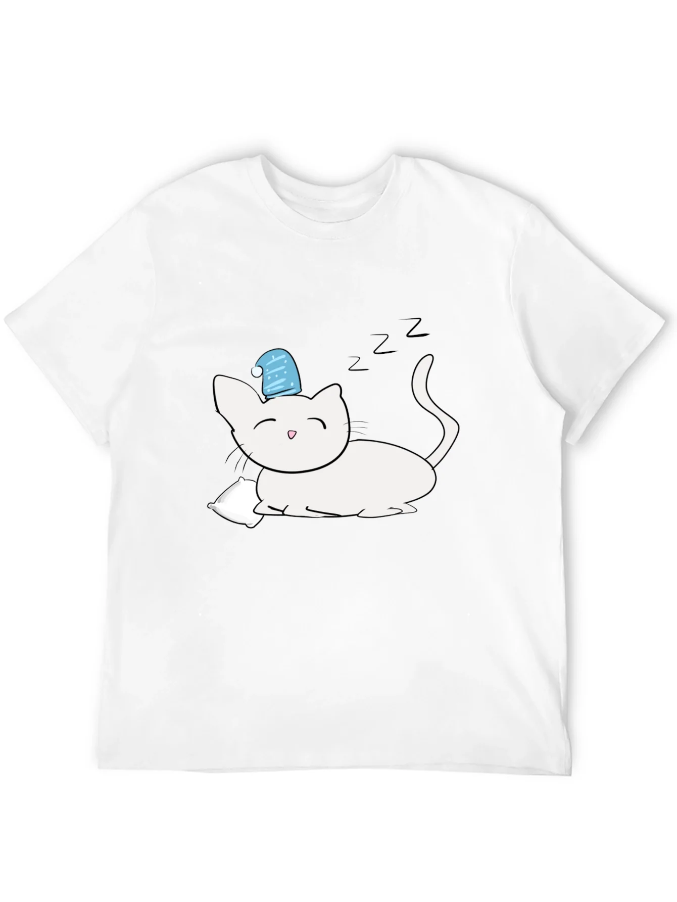 Sleeping Cat Graphic T-Shirt - Black Cotton Tee