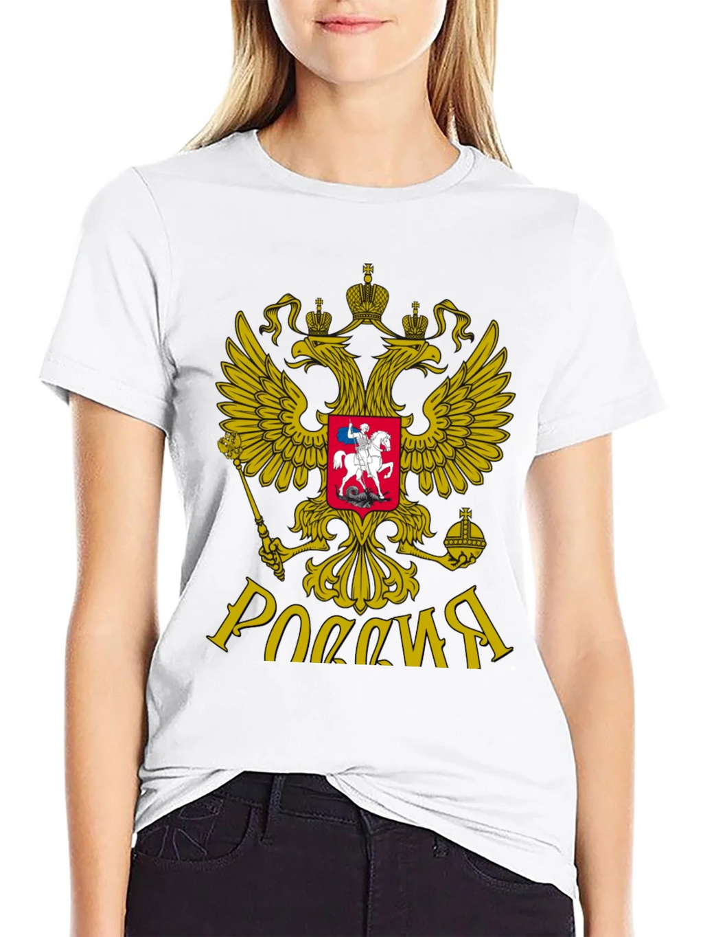Russia Eagle Crest Black T-Shirt