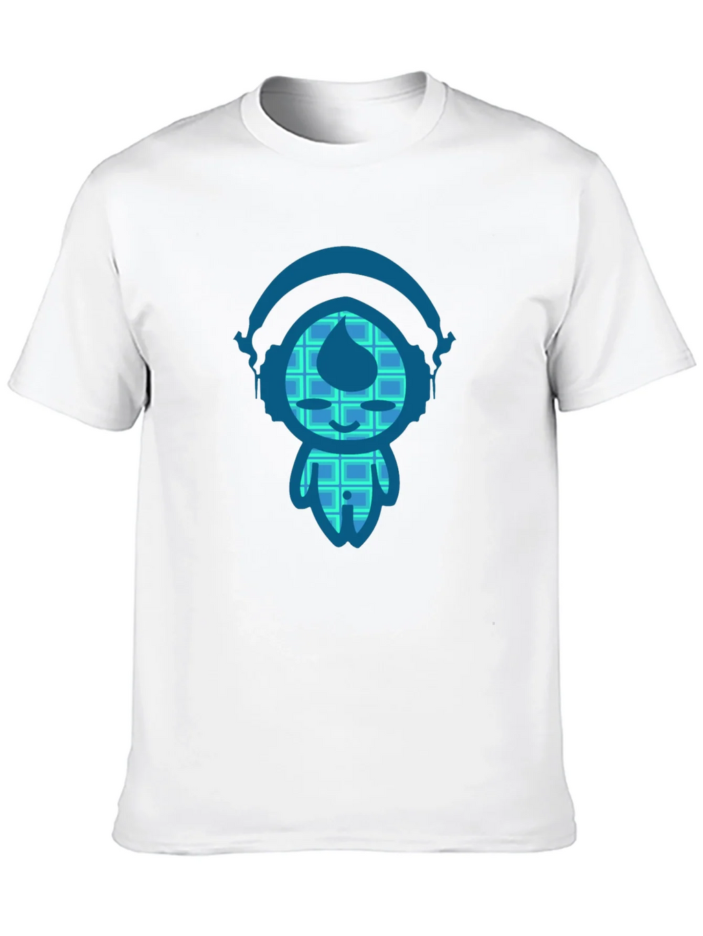 Black T-Shirt with Blue Cartoon Character